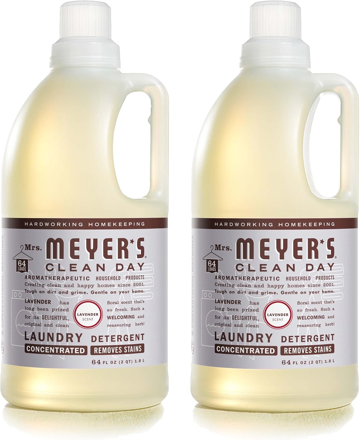 MRS. MEYER'S CLEAN DAY Liquid Laundry Detergent, Biodegradable Formula Infused with Essential Oils, Lavender, 64 oz (64 Loads)