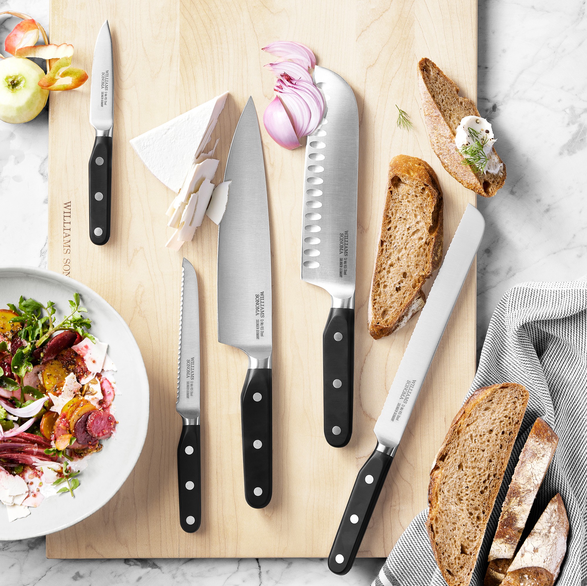 Williams Sonoma Elite Beechwood Knives, Set of 7