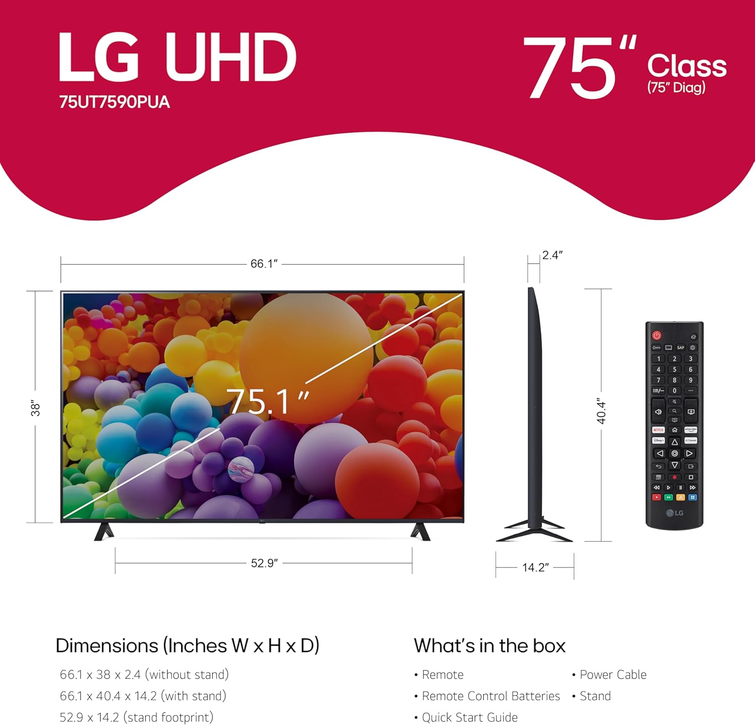 LG 86-Inch Class UT75 Series LED Smart TV 4K Processor Flat Screen AI-Powered with Alexa Built-in (86UT7590PUA, 2024)