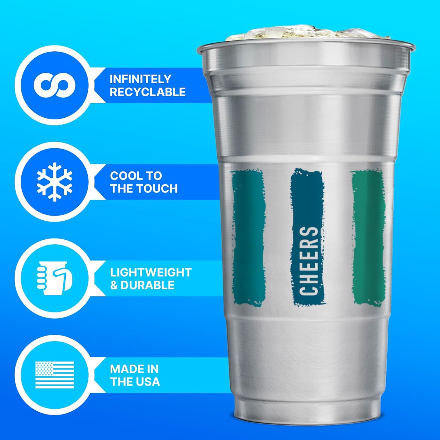 Ball Aluminum Cup Recyclable Party Cups, 20 oz. Cup, 30 Cups Per Pack