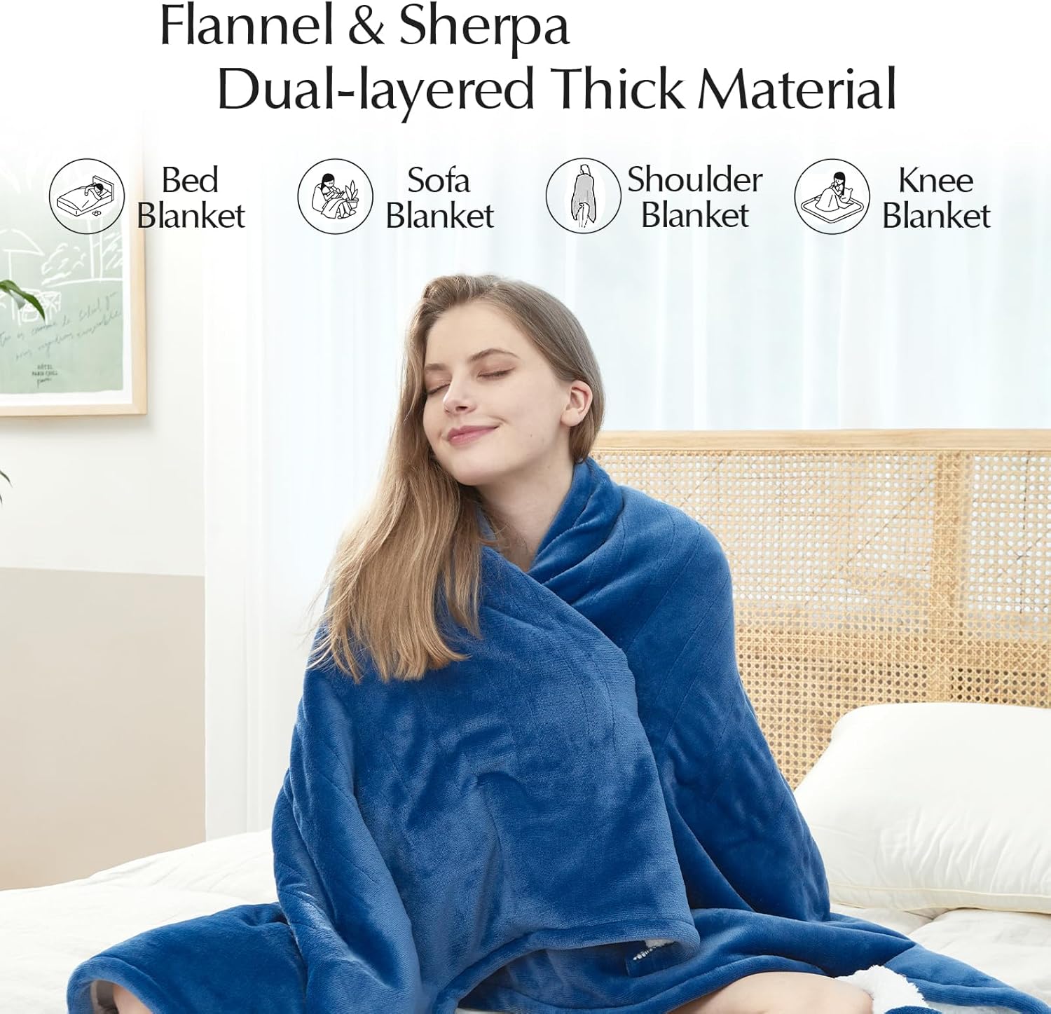 Heated Blanket Throw Size, Soft and Cozy Electric Heating Blanket for Bed, Automatic Safety System 6 Heating Levels & 4 Hours Auto-Off, 50
