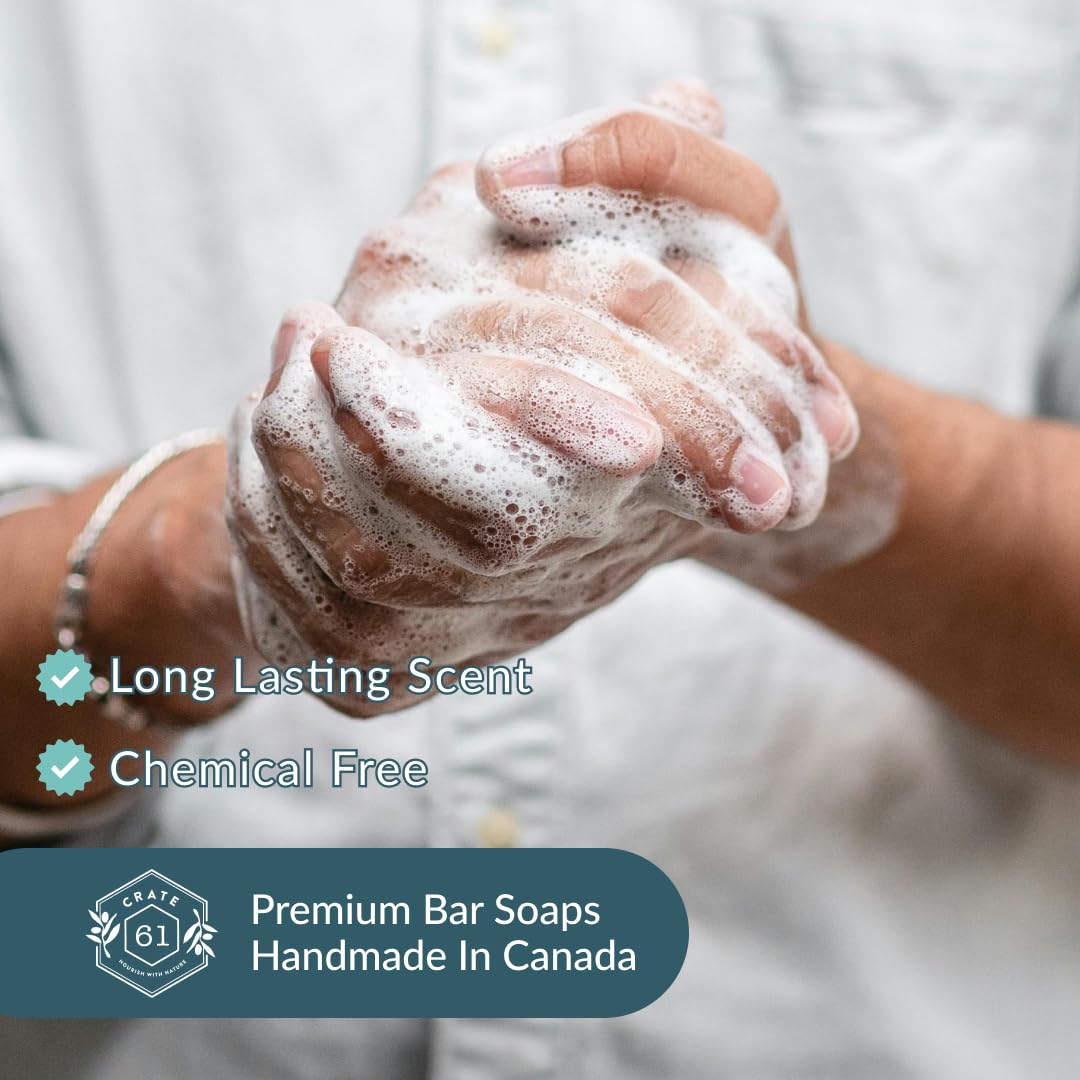 Handmade Vegan Natural Bar Soap Cold Pressed For Face And Body, With Premium Essential Oils, Eucalyptus & Peppermint For Men And Women 3 Pack (Lavender)