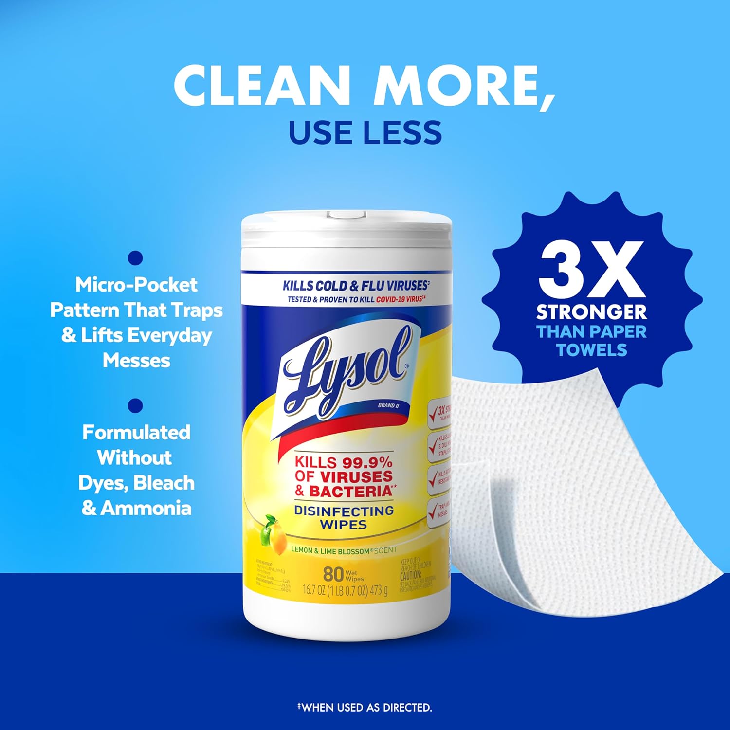 Lysol Disinfecting Wipes Bundle, Home Apartment Dorm Room Essentials and Cleaning Supplies, All Purpose Cleaner, Multi-surface Cleaning Wipes, Multi-Scent Sanitizing Wipes Bundle, 80 Count (4pk)