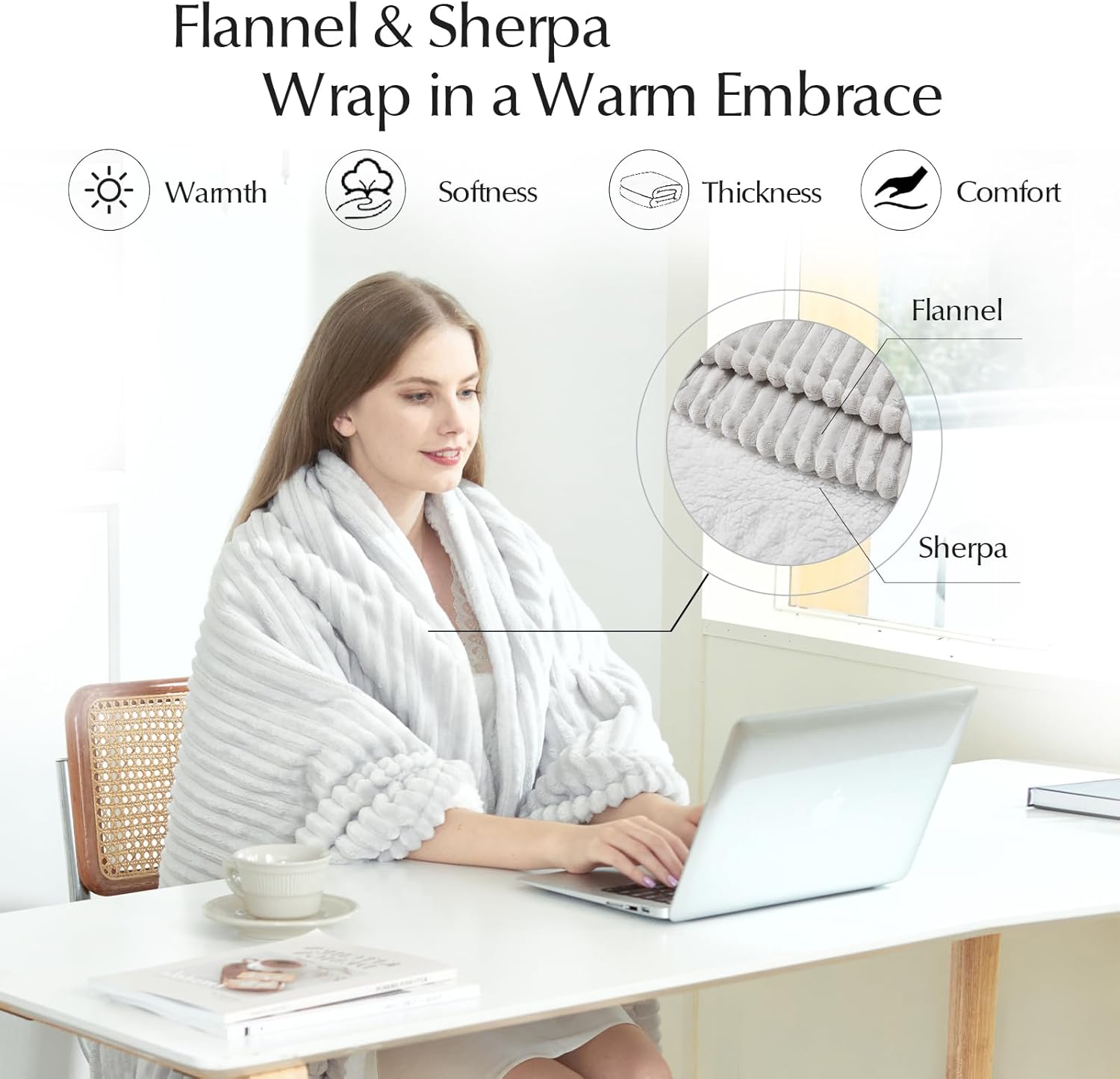 Heated Blanket Throw Size, Soft and Cozy Electric Heating Blanket for Bed, Automatic Safety System 6 Heating Levels & 4 Hours Auto-Off, 50