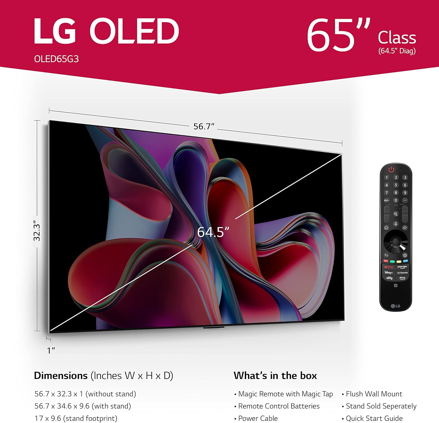 LG G3 Series 83-Inch Class OLED evo 4K Processor Smart Flat Screen TV for Gaming with Magic Remote AI-Powered Gallery Edition OLED83G3PUA, 2023 with Alexa Built-in