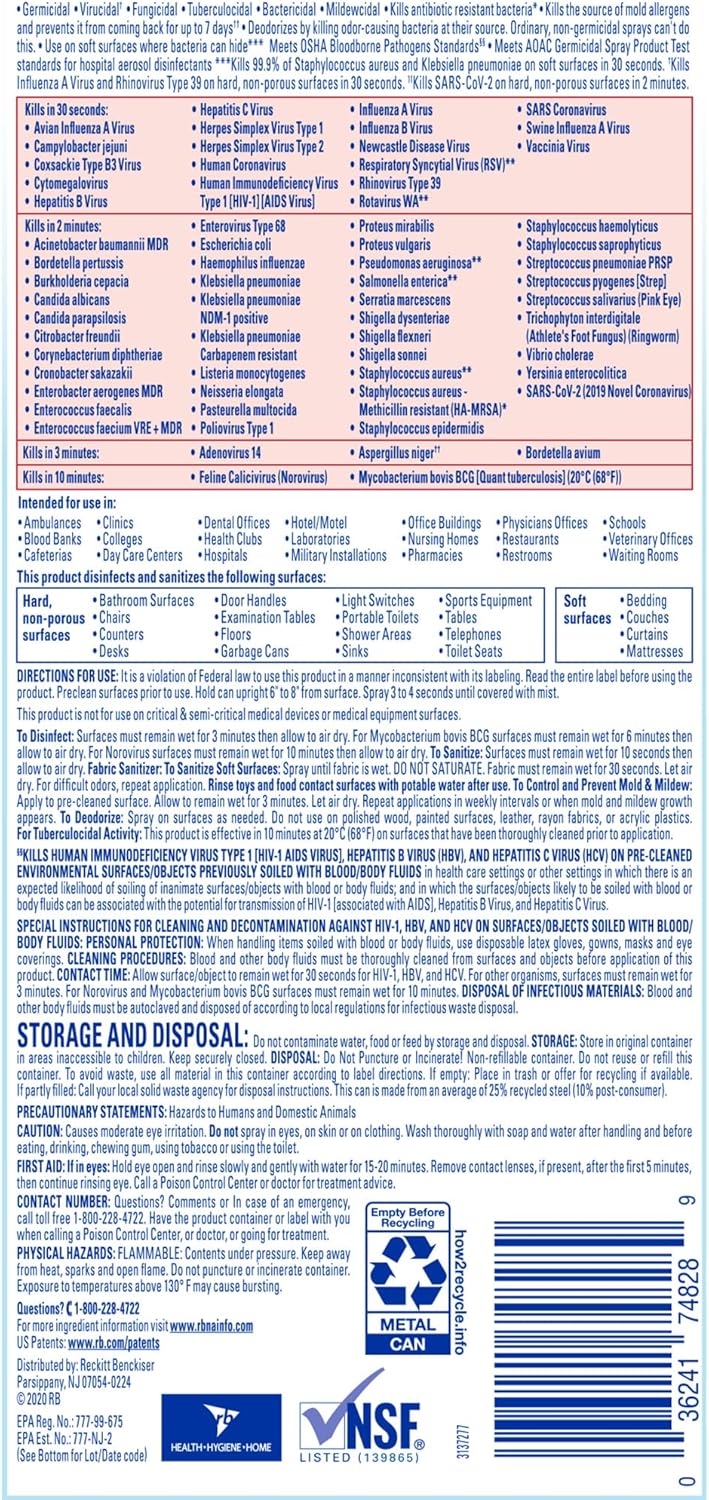 Professional Lysol Disinfectant Spray, Crisp Linen, 228oz (12X19oz)