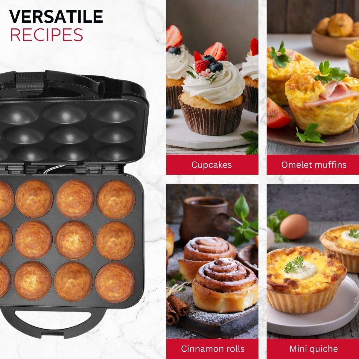 Holstein Housewares Non-Stick Cupcake Maker, Teal - Makes 6 Cupcakes, Muffins, Cinnamon Buns - Birthdays, Holidays, and More