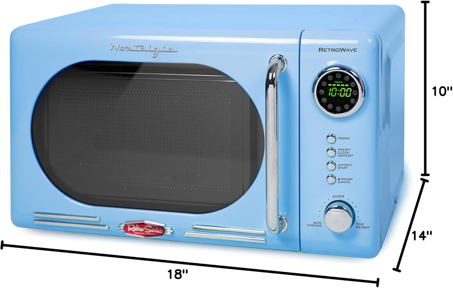 Nostalgia Retro Compact Countertop Microwave Oven - 0.7 Cu. Ft. - 700-Watts with LED Digital Display - Child Lock - Easy Clean Interior - Aqua