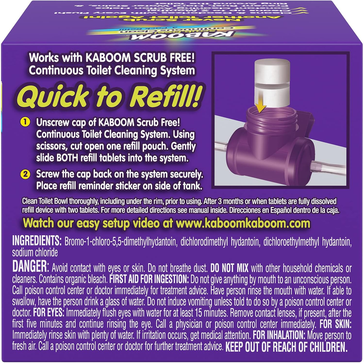 Kaboom Scrub Free! Toilet Bowl Cleaner System with 2 Refills