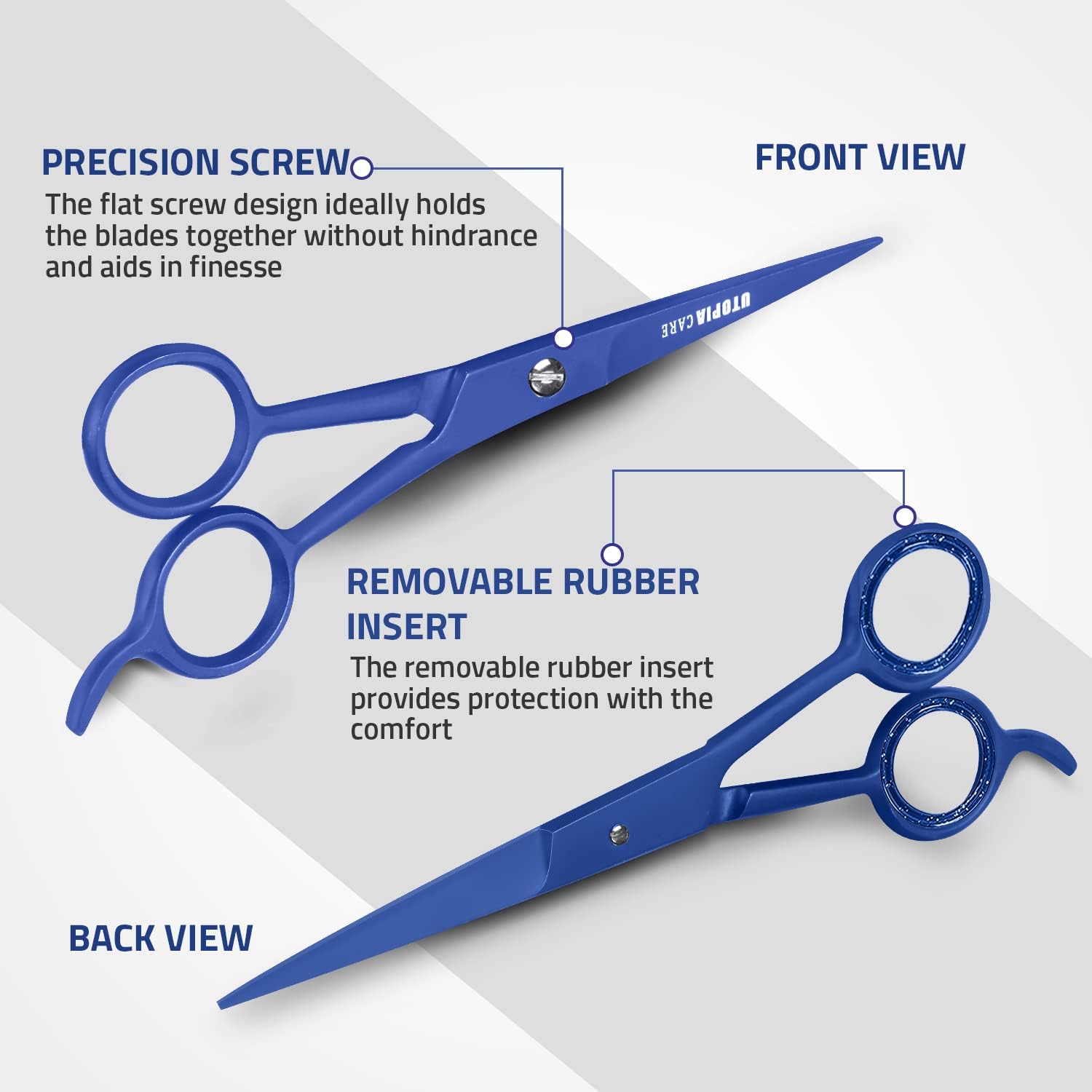 Utopia Care Hair Cutting and Hairdressing Scissors 6.5 Inch, Premium Stainless Steel shears with smooth Razor & Sharp Edge Blades, for Salons, Men & Women, Kids, Adults, & Pets - Silver
