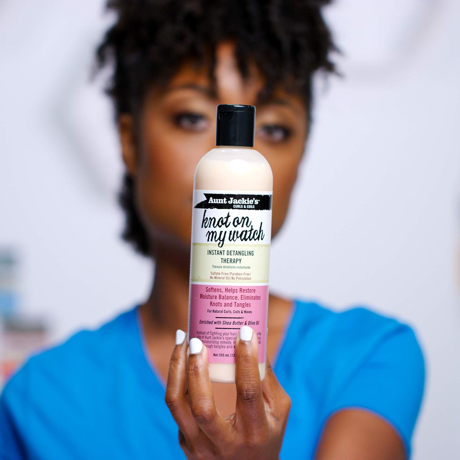 Aunt Jackie's Curls and Coils Knot On My Watch Instant Hair Detangling Therapy for Natural Curls, Coils and Waves, Enriched with Shea Butter, 12 oz