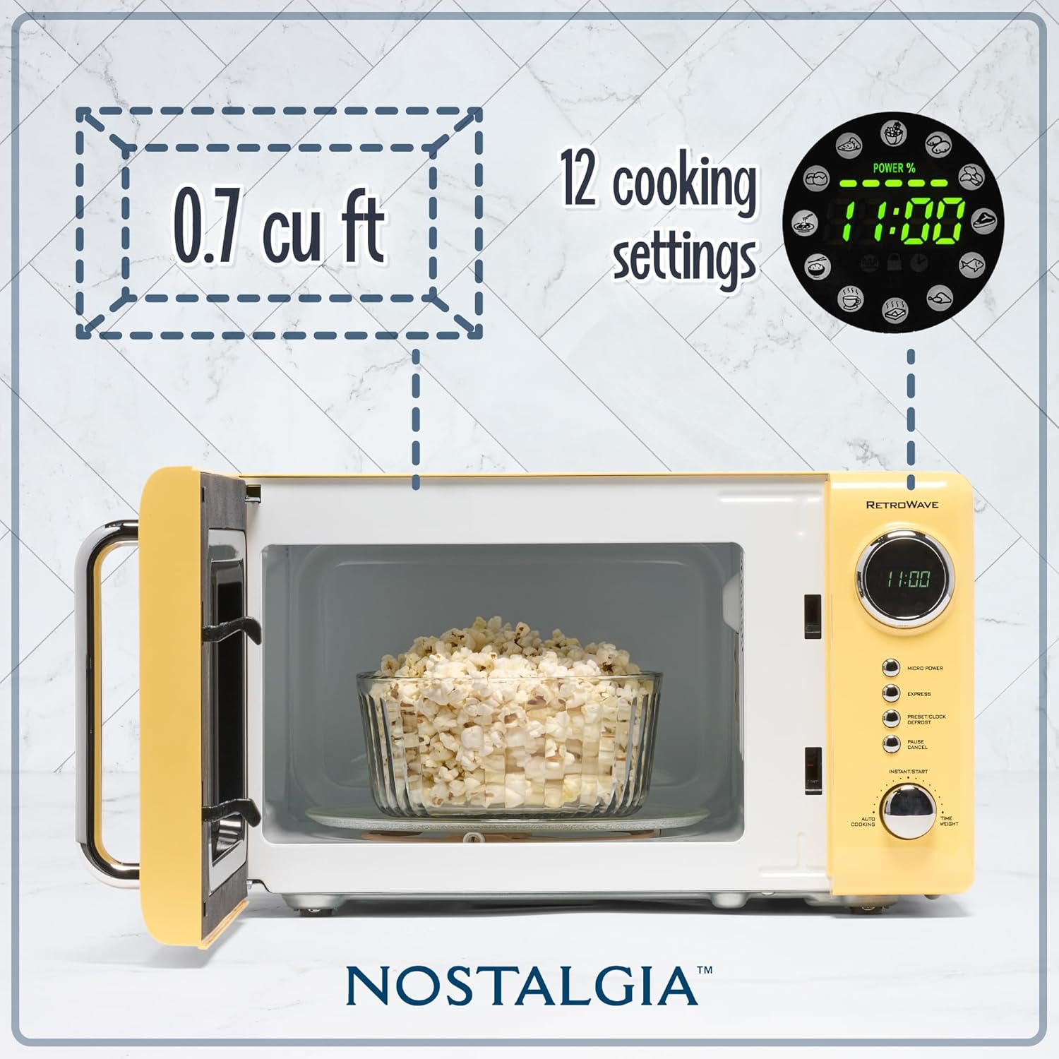 Nostalgia Retro Compact Countertop Microwave Oven - 0.7 Cu. Ft. - 700-Watts with LED Digital Display - Child Lock - Easy Clean Interior - Aqua