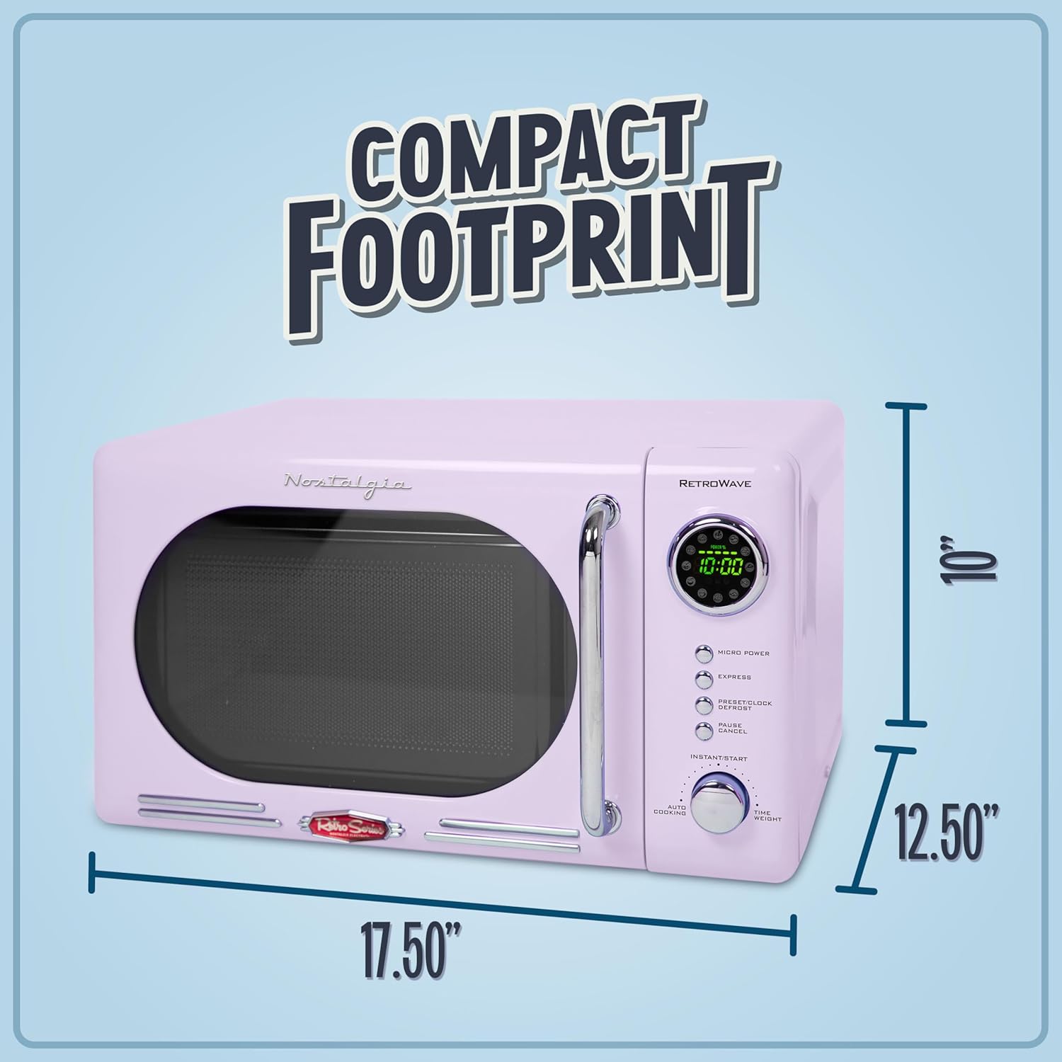 Nostalgia Retro Compact Countertop Microwave Oven - 0.7 Cu. Ft. - 700-Watts with LED Digital Display - Child Lock - Easy Clean Interior - Aqua