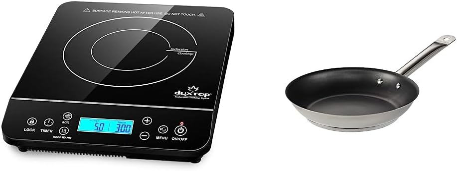 Duxtop Portable Induction Cooktop, Countertop Burner Induction Hot Plate with LCD Sensor Touch 1800 Watts, Silver 9600LS/BT-200DZ