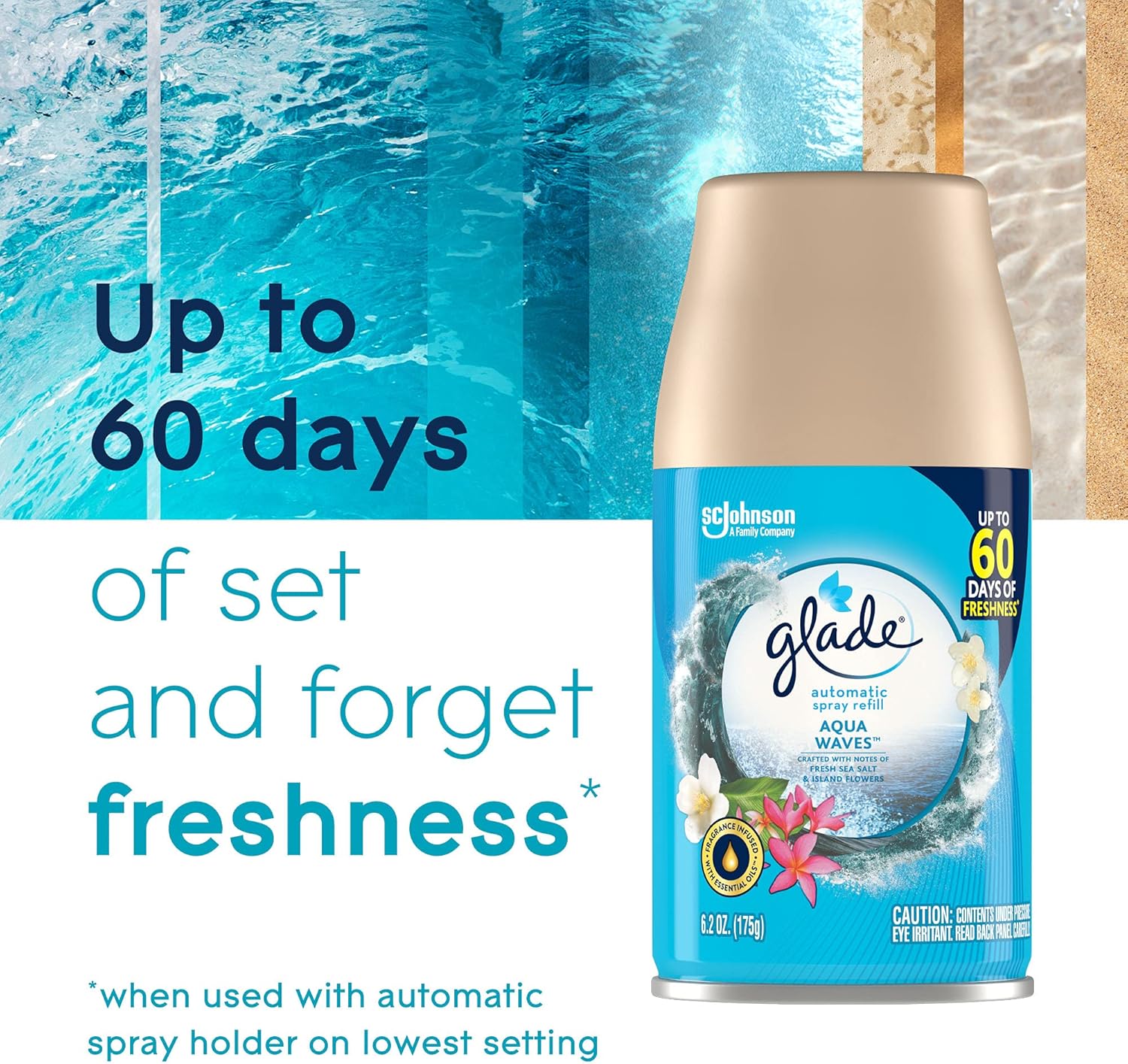 Glade Automatic Spray Refill and Holder Kit, Air Freshener for Home and Bathroom, Clean Linen, 6.2 Oz, 2 Count