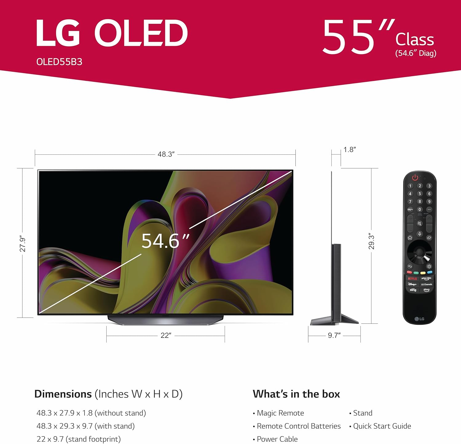 LG B3 Series 77-Inch Class OLED Smart TV OLED77B3PUA, 2023 - AI-Powered 4K TV, Alexa Built-in, Black