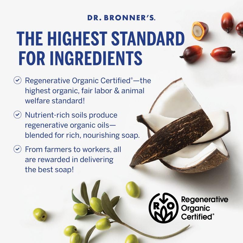 Dr. Bronner's - Pure-Castile Liquid Soap (Baby Unscented, 8 Ounce) - Made with Organic Oils, 18-in-1 Uses: Face, Hair, Laundry, Dishes, For Sensitive Skin, Babies, No Added Fragrance, Vegan, Non-GMO