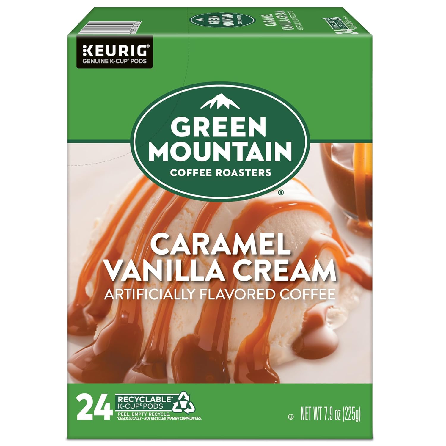 Green Mountain Coffee Roasters Caramel Vanilla Cream Keurig Single-Serve K-Cup pods, Light Roast Coffee, 72 Count (6 Packs of 12)