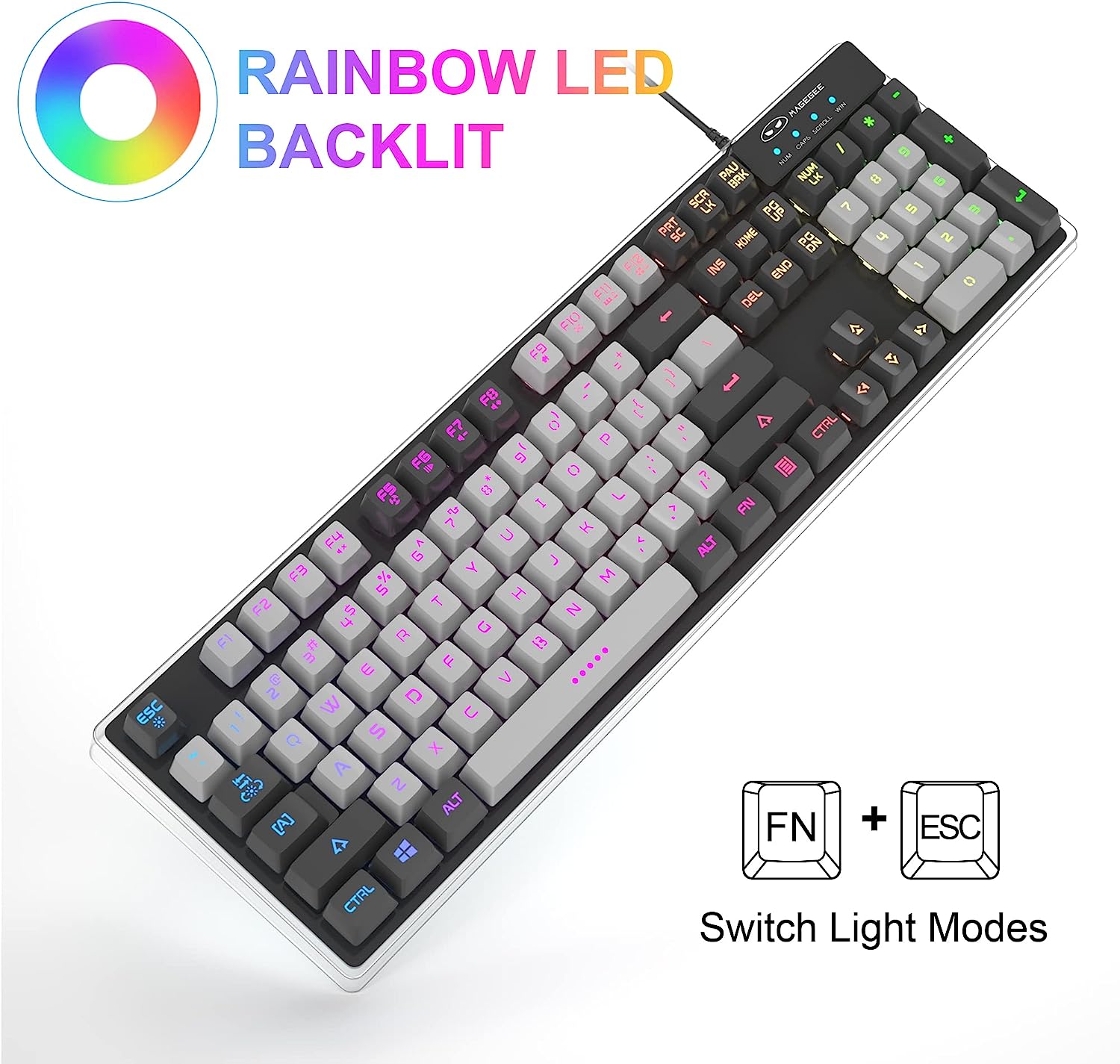 Gaming Keyboard and Mouse Combo, K1 RGB LED Backlit Keyboard with 104 Key Computer PC Gaming Keyboard for PC/Laptop(White)