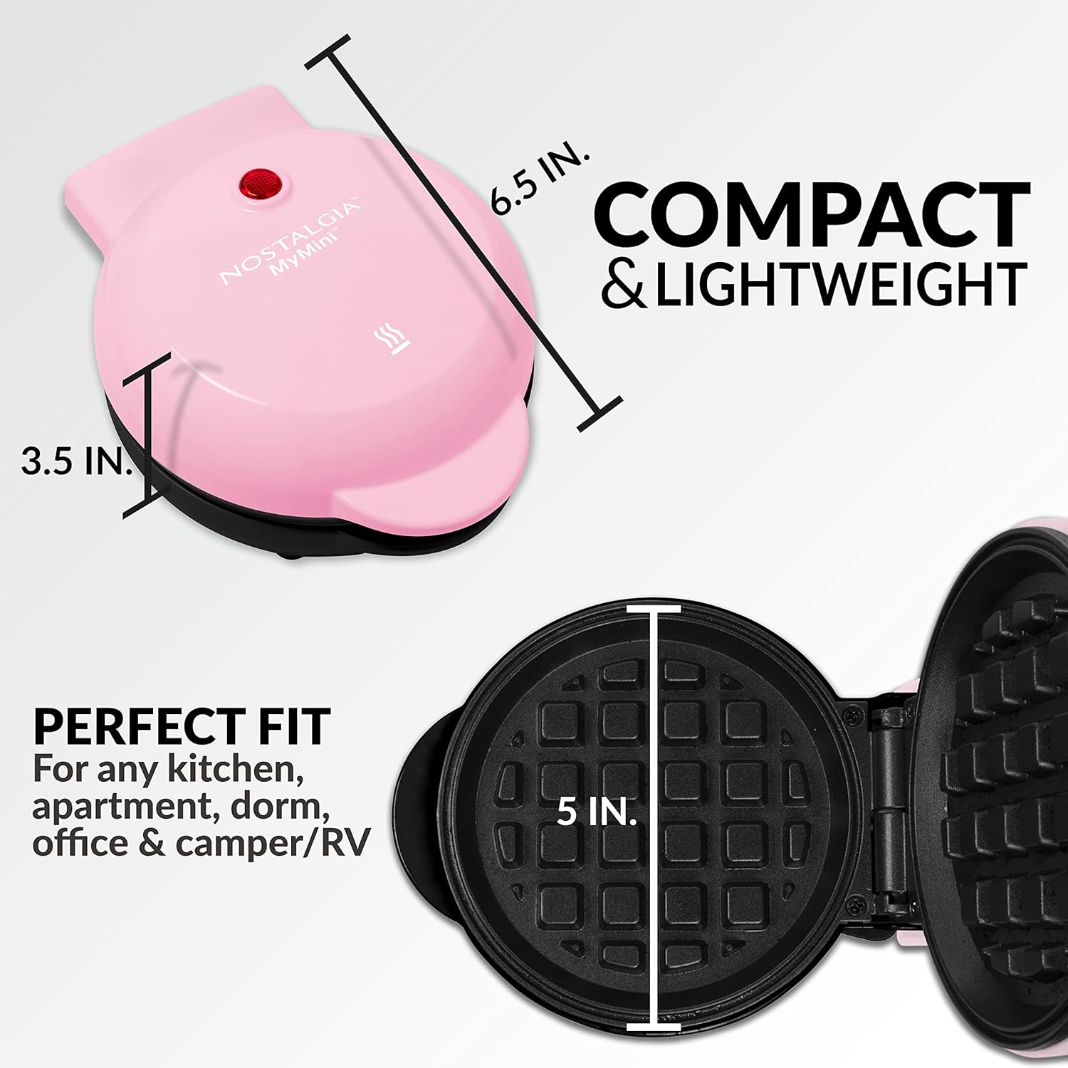 Nostalgia MyMini Cars and Trucks Shape Electric Waffle Maker, 5-Inch Non-Stick Griddle for Waffles, Hash Browns, Eggs, and More, Yellow