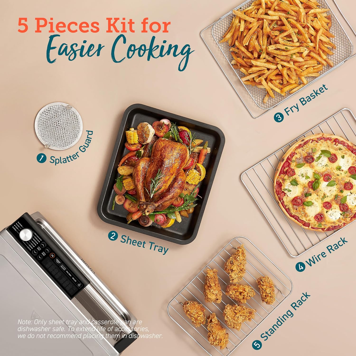 COSORI Smart 11-in-1 Air Fryer Toaster Oven Combo, Airfryer Convection Oven Countertop, Bake, Roast, Reheat, Broil, Dehydrate, 94 Recipes & 3 Accessories, 26QT, Silver, Stainless Steel