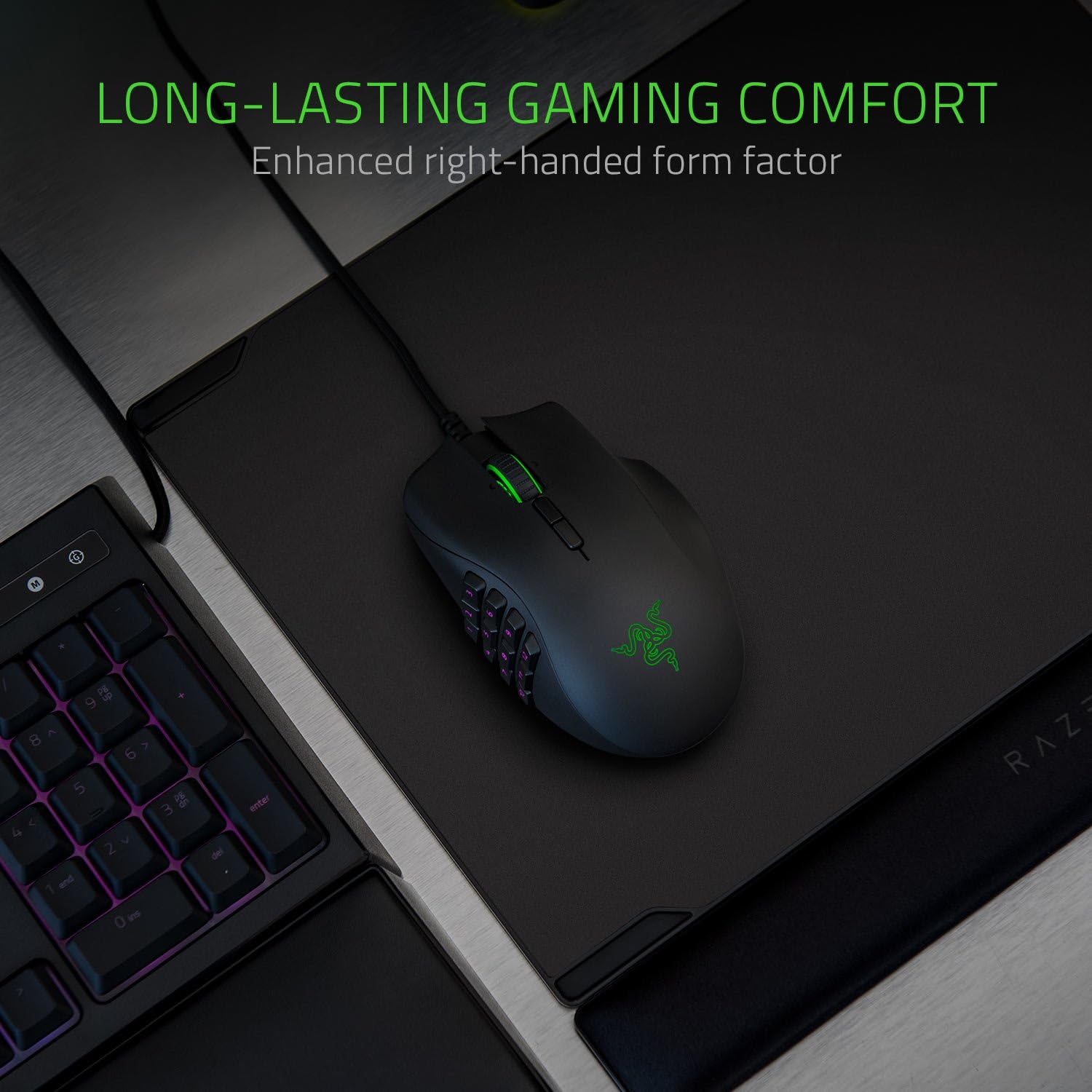 Razer Naga Pro Wireless Gaming Mouse: Interchangeable Side Plate w/ 2, 6, 12 Button Configurations - Focus+ 20K DPI Optical Sensor - Fastest Gaming Mouse Switch - Chroma RGB Lighting