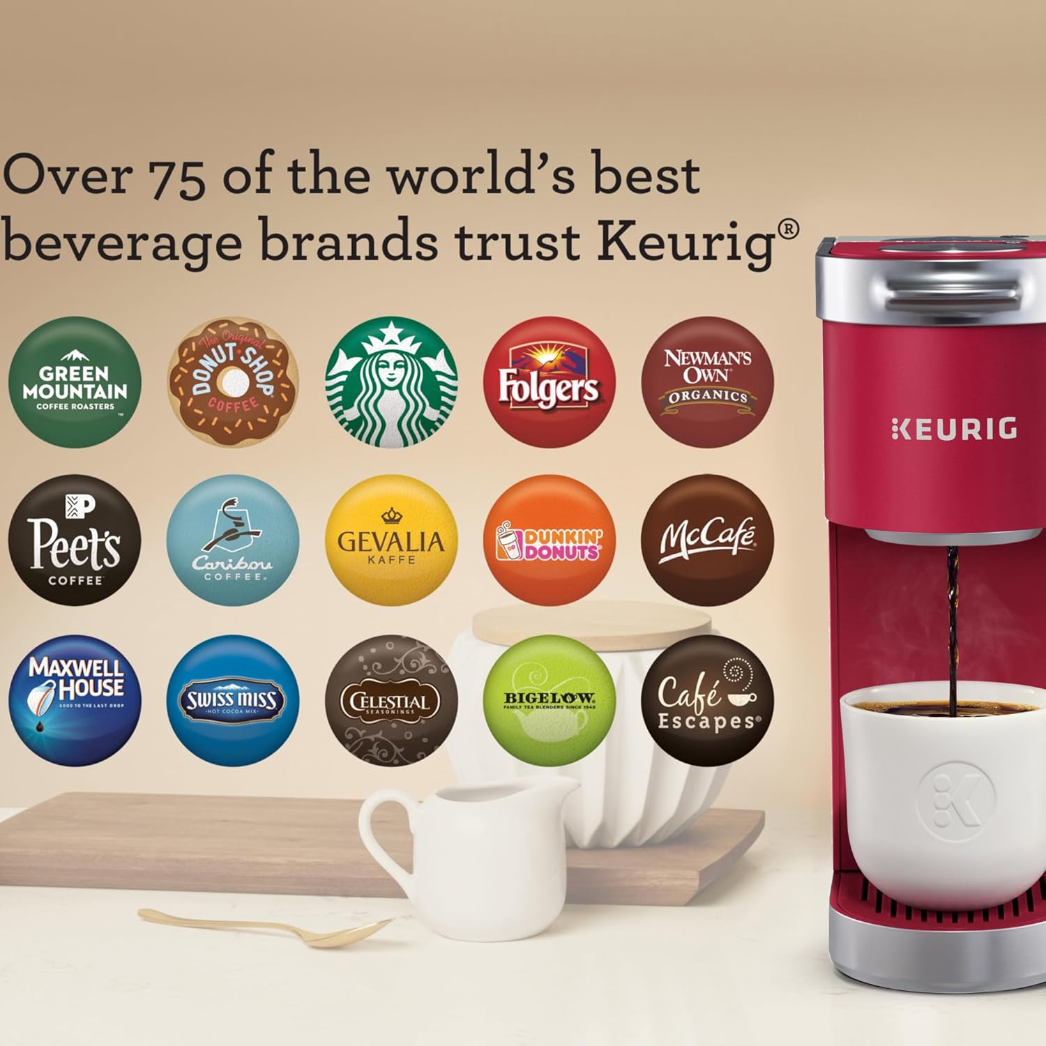 Keurig K-Mini Plus Single Serve K-Cup Pod Coffee Maker, with 6 to 12oz Brew Size, Stores up to 9 K-Cup Pods, Travel Mug Friendly, Matte Black