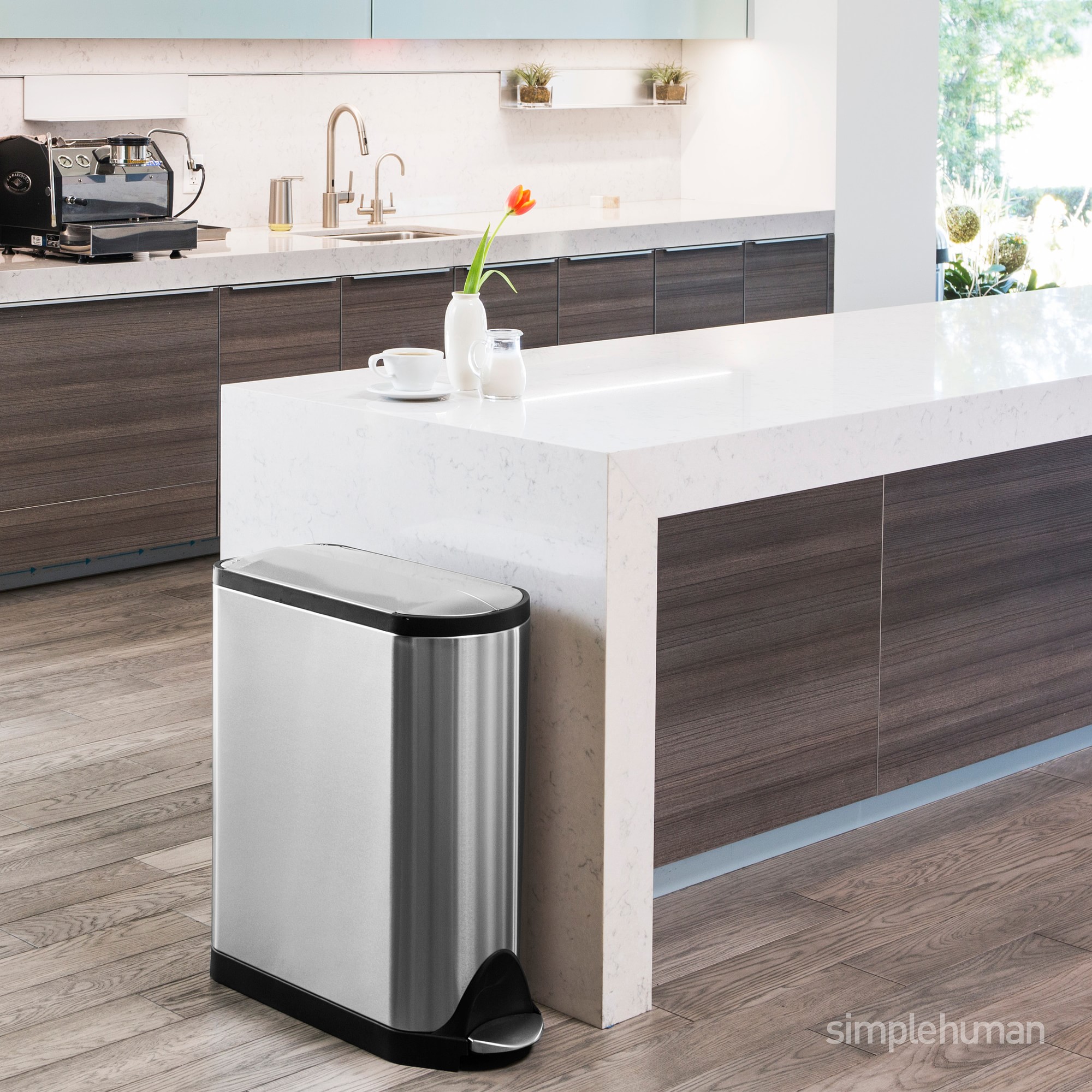 simplehuman™ 11.9-Gallon Butterfly Lid Kitchen Step Trash Can