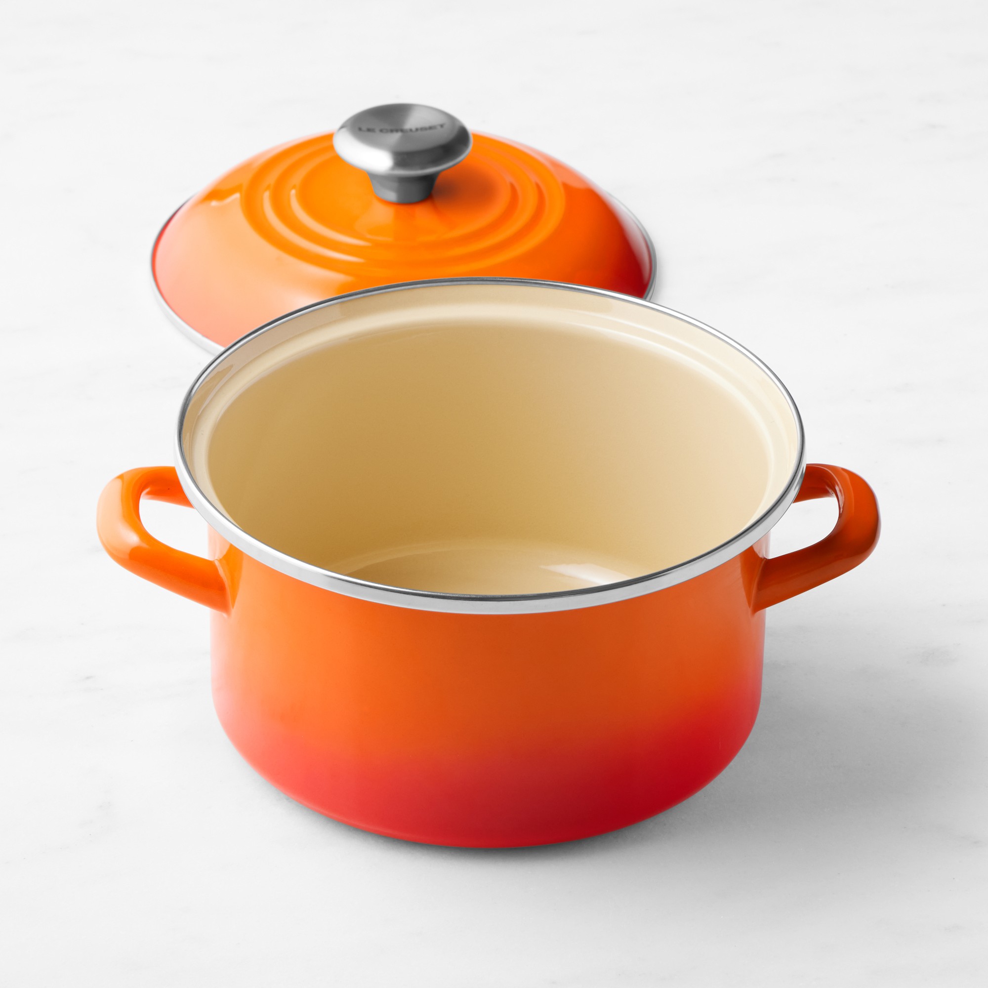 Le Creuset Enameled-Steel Stock Pot with Stainless-Steel Knob