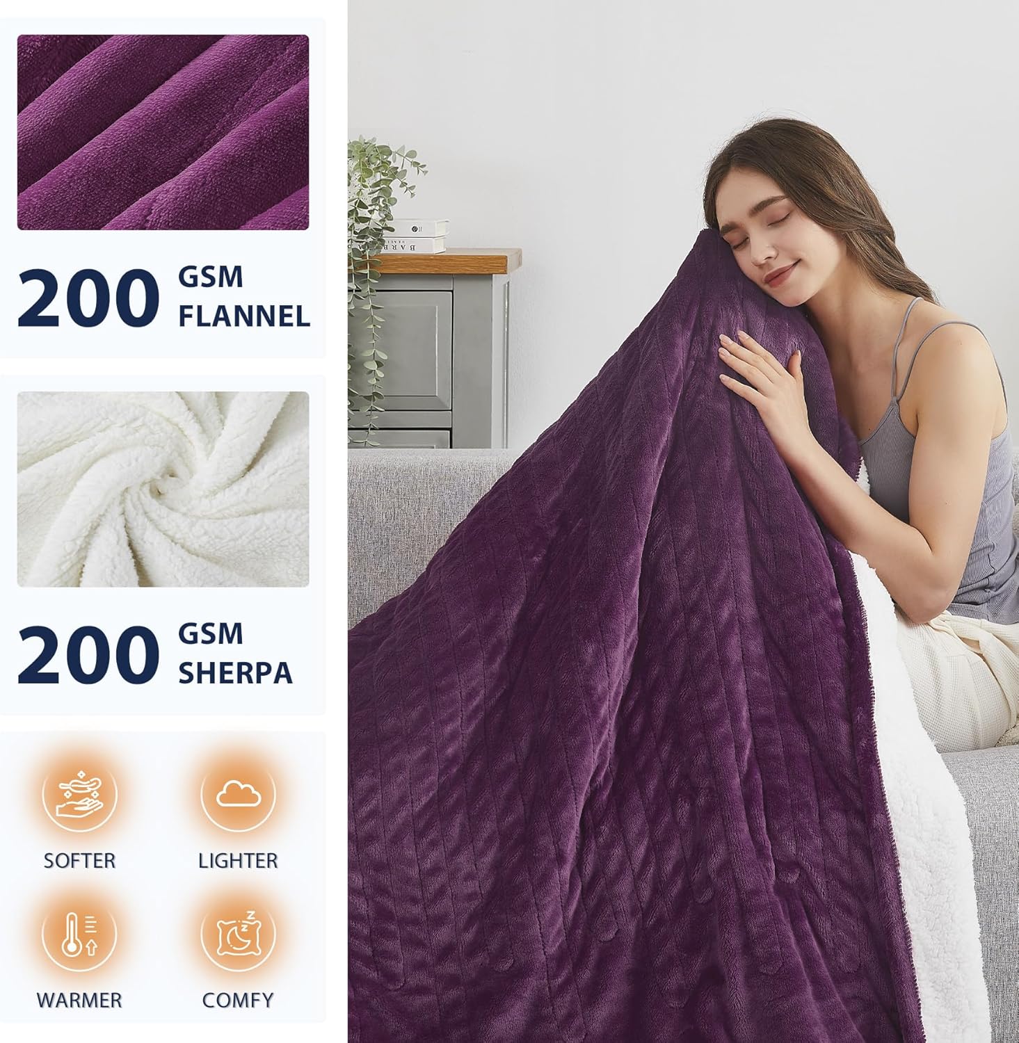 Homemate Heated Blanket Electric Throw - 50