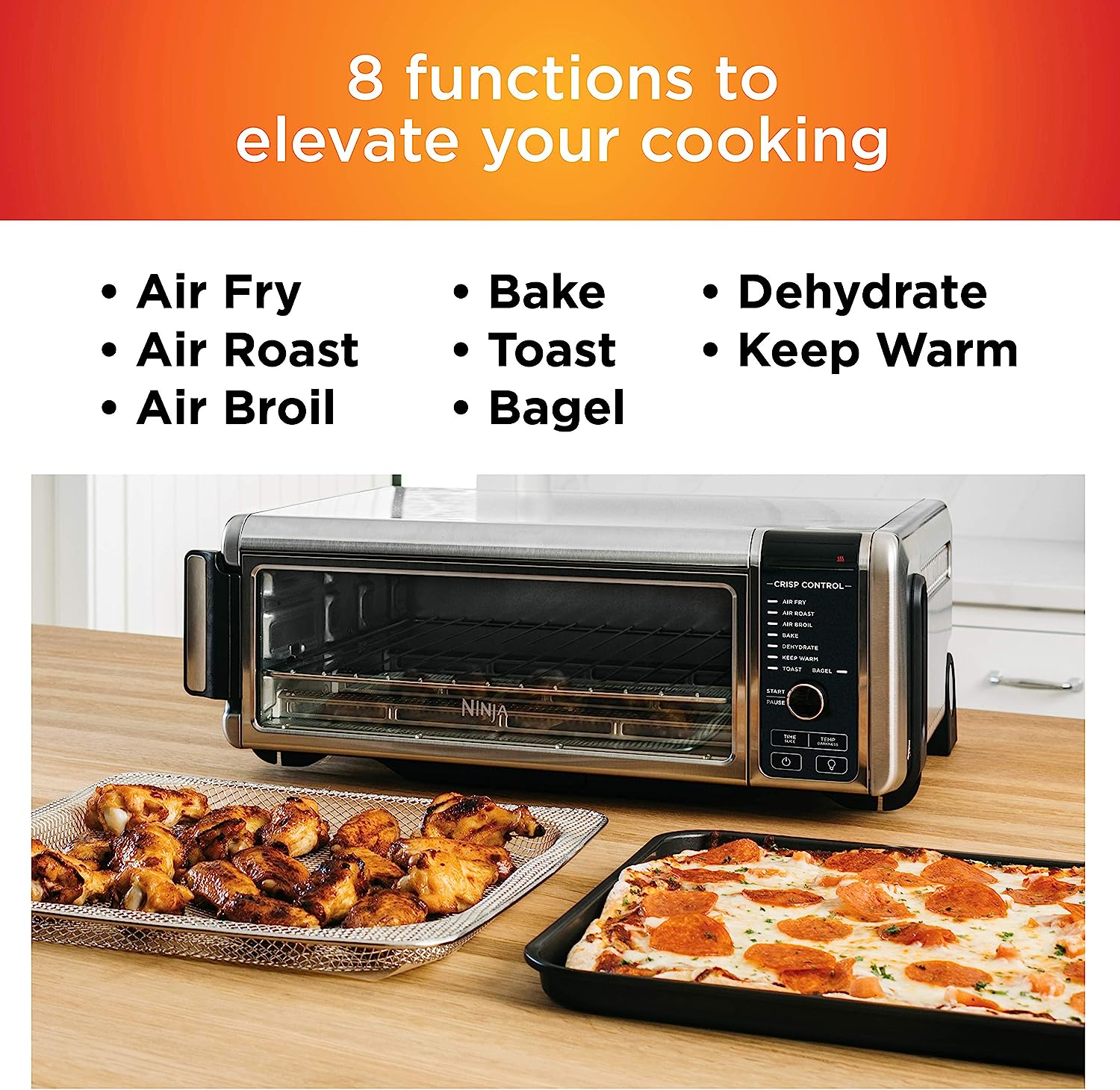 Ninja Flip Toaster Oven&Air Fryer, 8-in-1 Functionality, Flip Up&Away Capability for Storage Space, LargeCapacity, Air Fry Basket, SheetPan, Wire Rack&Removable Crumb Tray, Stainless,1800 watts, SP151