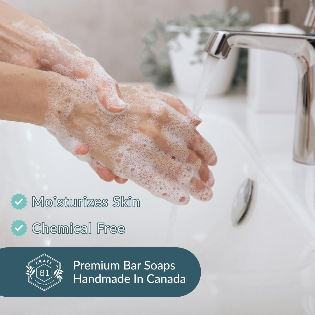 Handmade Vegan Natural Bar Soap Cold Pressed For Face And Body, With Premium Essential Oils, Eucalyptus & Peppermint For Men And Women 3 Pack (Lavender)