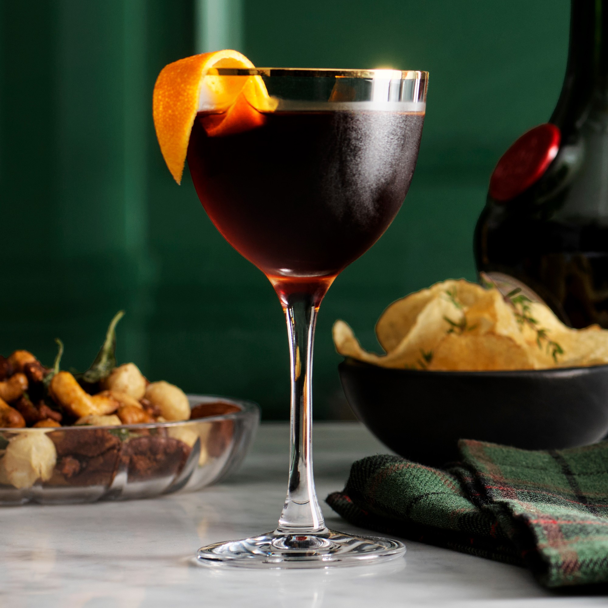 Gold Rim Nick & Nora Glasses, Set of 4