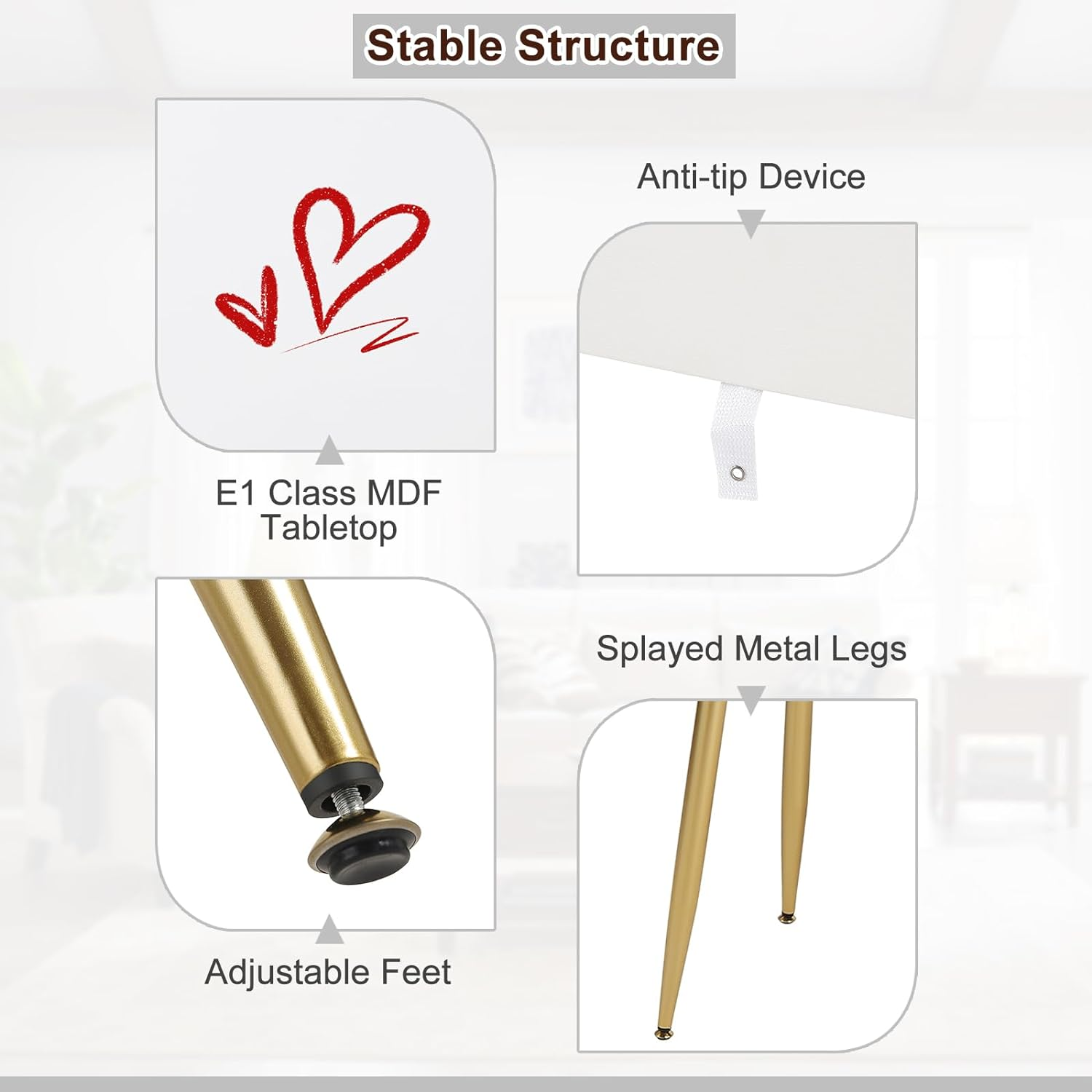 WOLTU MB6105ws Dressing Table with Lighting and Chair, 3 Colours with Adjustable Brightness, Dressing Table with 3 Solid Wood Drawers, Large Table Top 100 x 40 cm, White + Gold