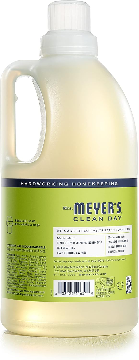 MRS. MEYER'S CLEAN DAY Liquid Laundry Detergent, Biodegradable Formula Infused with Essential Oils, Lavender, 64 oz (64 Loads)