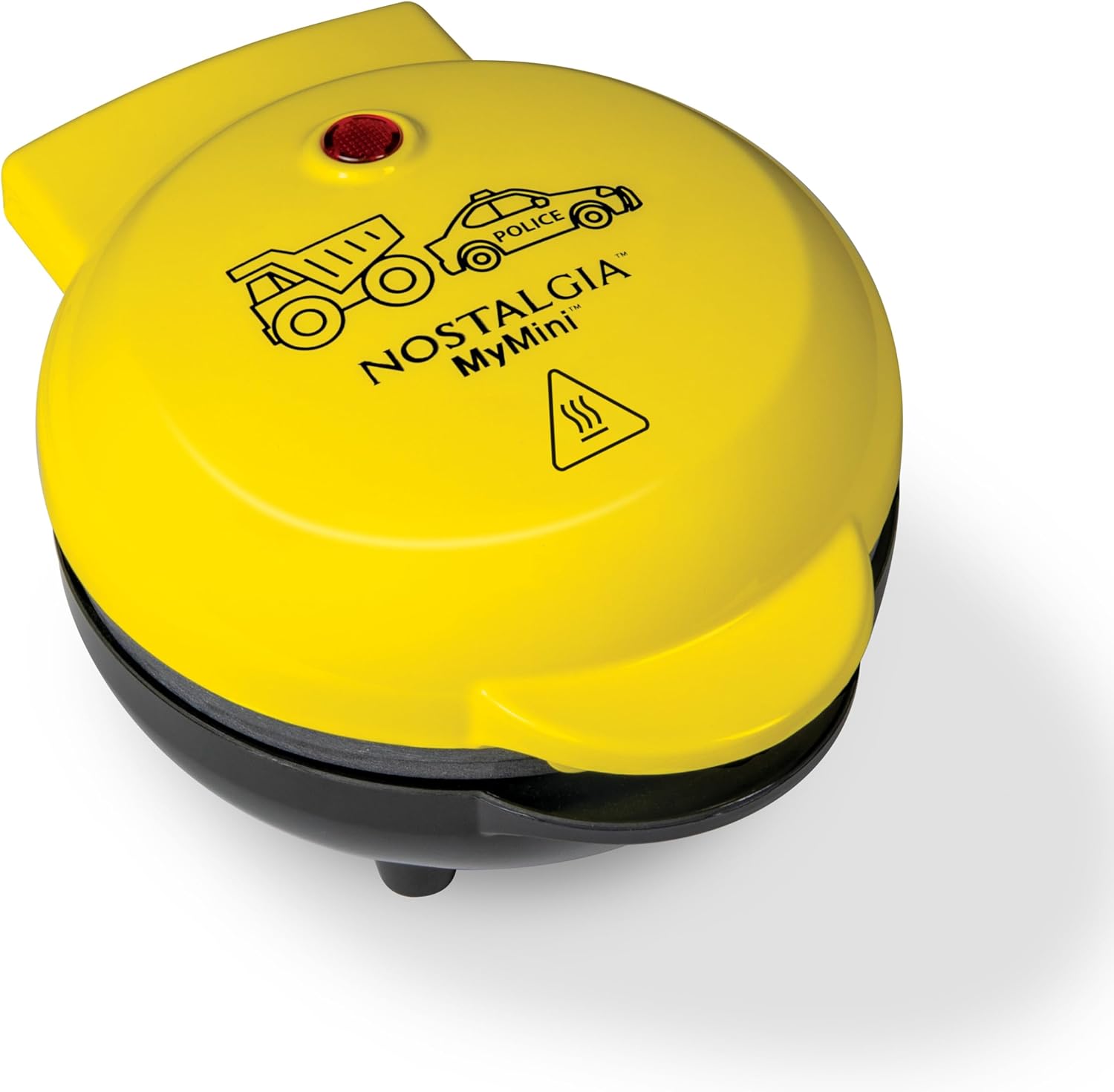 Nostalgia MyMini Cars and Trucks Shape Electric Waffle Maker, 5-Inch Non-Stick Griddle for Waffles, Hash Browns, Eggs, and More, Yellow