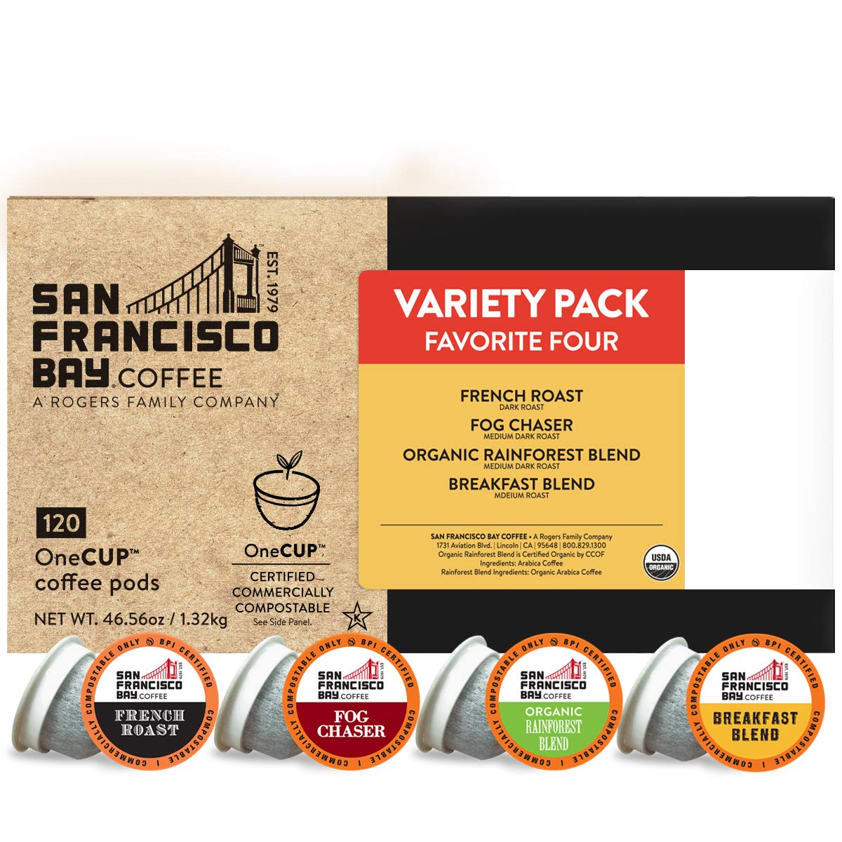 San Francisco Bay Compostable Coffee Pods - French Roast (80 Ct) K Cup Compatible including Keurig 2.0, Dark Roast