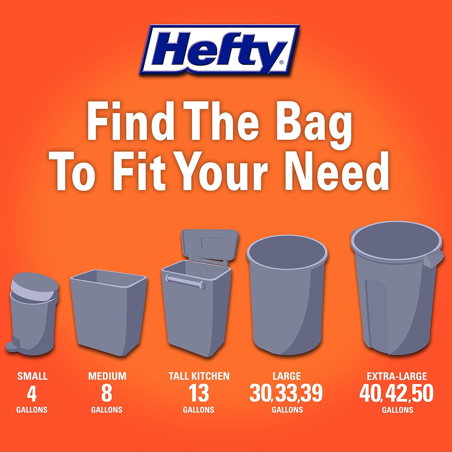 Hefty Ultra Strong Tall Kitchen Trash Bags, Lavender & Sweet Vanilla Scent, 13 Gallon, 80 Count