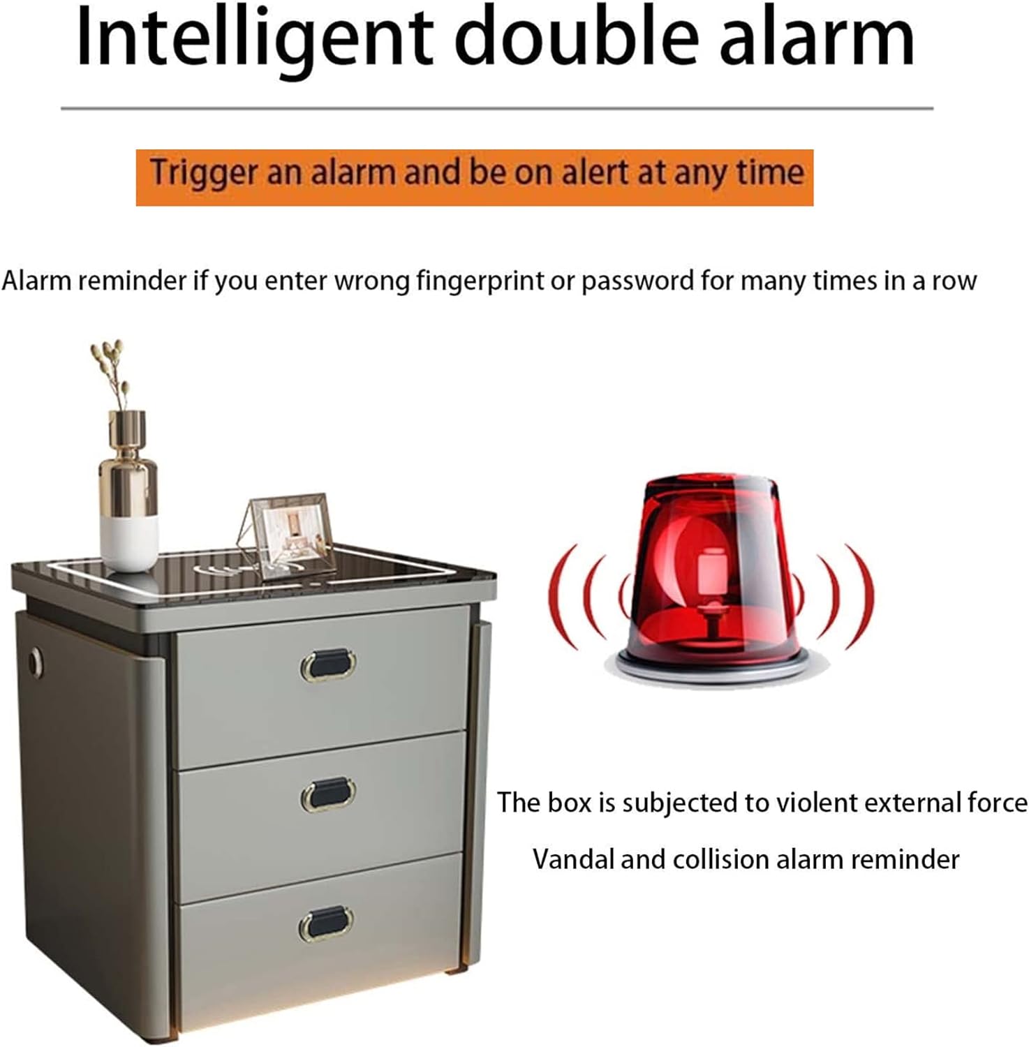 Modern Wood Nightstand with Glass Top and Drawers