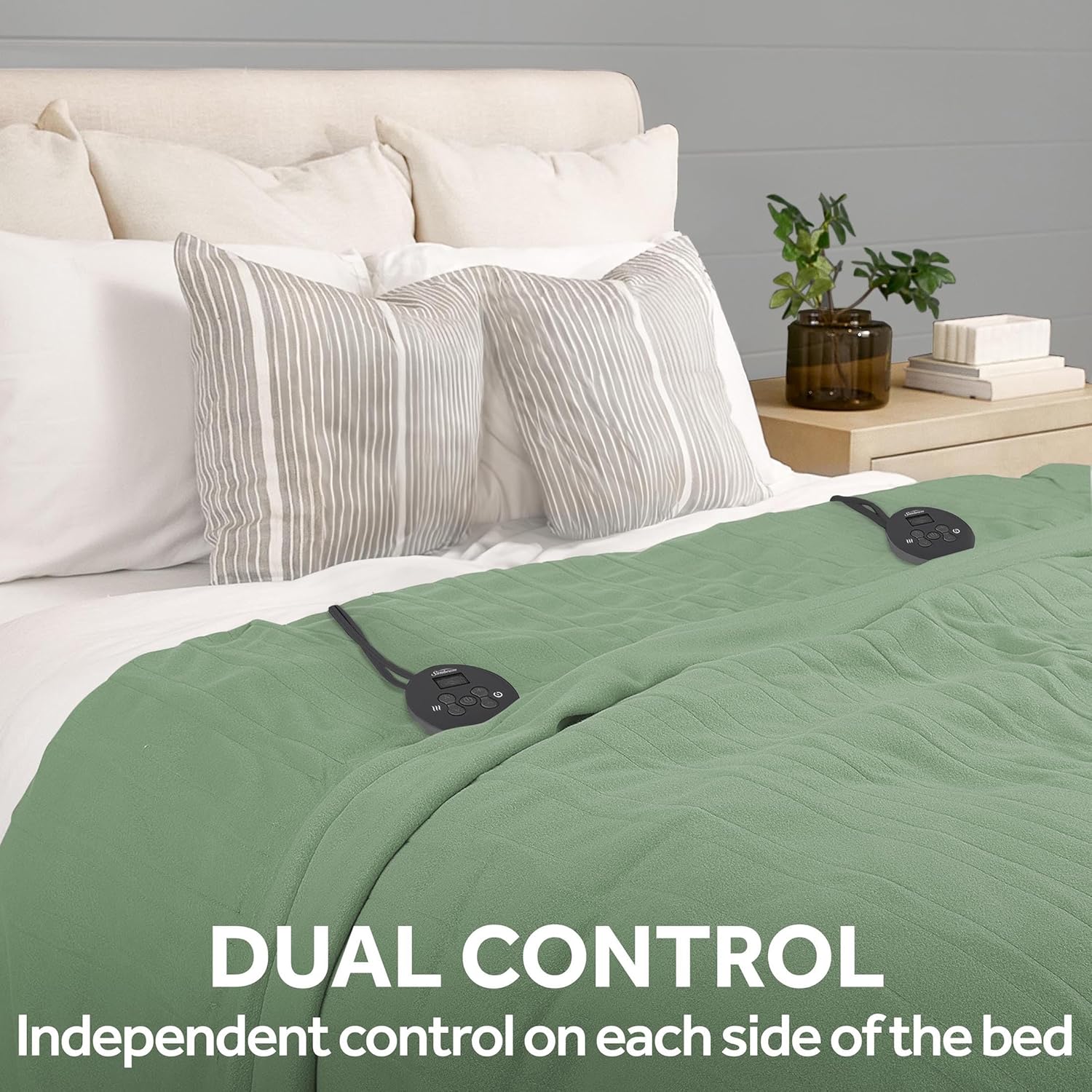 Sunbeam Royal Ultra Rodeen Blue Plaid Heated Personal Throw / Blanket, Cozy-Warm, Adjustable Heat Settings