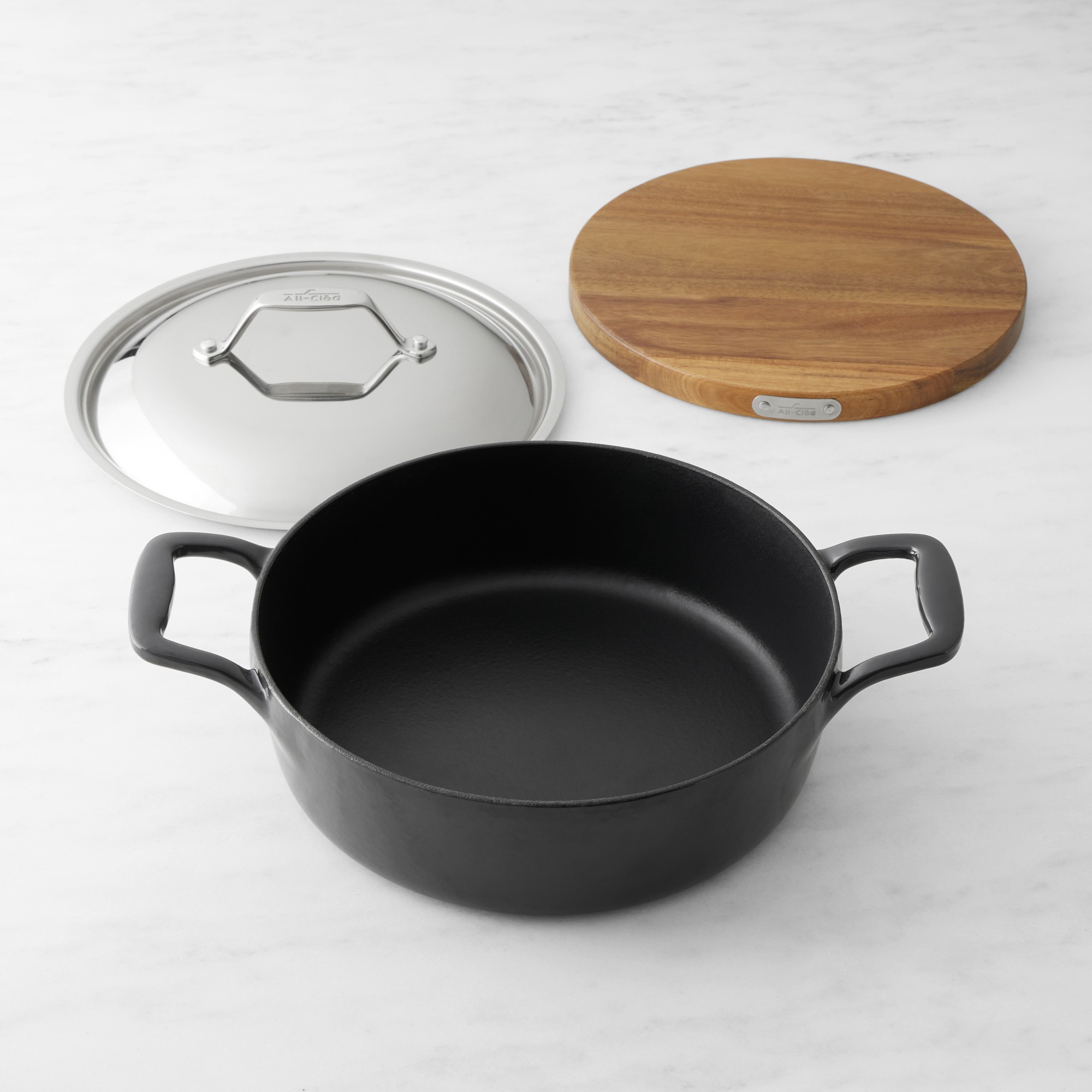 All-Clad Enameled Cast Iron Braiser with Trivet, 4-Qt.