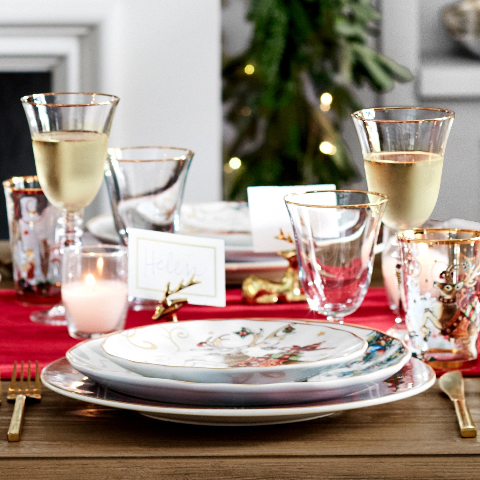 Gold Rim Wine Glasses, Set of 4