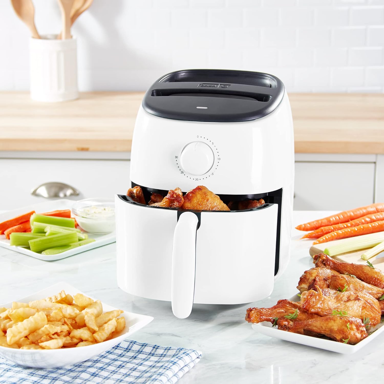 DASH Tasti-Crisp™ Electric Air Fryer Oven, 2.6 Qt., Aqua – Compact Air Fryer for Healthier Food in Minutes, Ideal for Small Spaces - Auto Shut Off, Analog, 1000-Watt