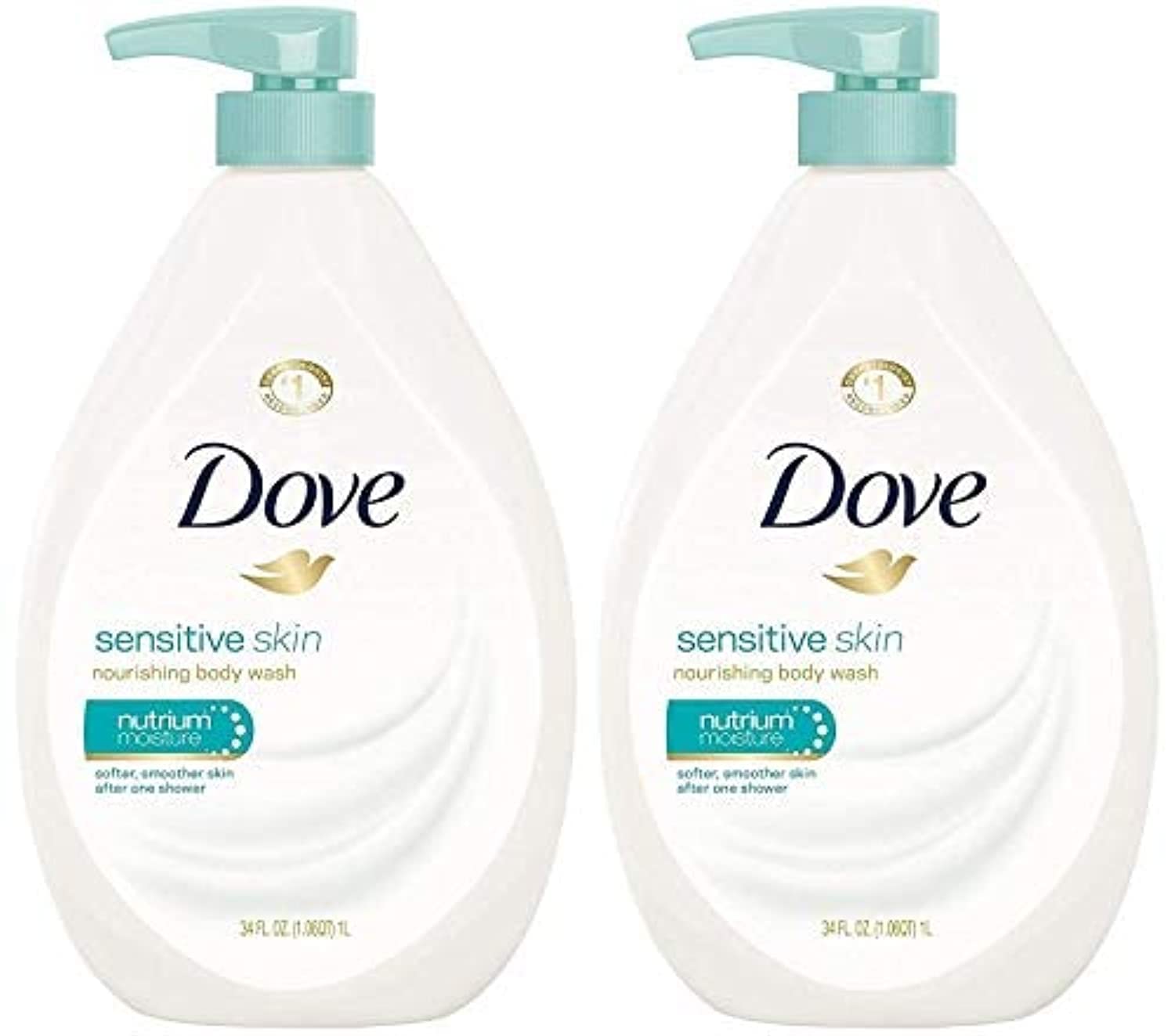 Dove Body Wash 3 Count with Pump Sensitive Skin Hypoallergenic, Paraben-Free, Sulfate-Free, Cruelty-Free, Moisturizing Skin Cleanser Effectively Washes Away Bacteria While Nourishing Skin 30.6 oz