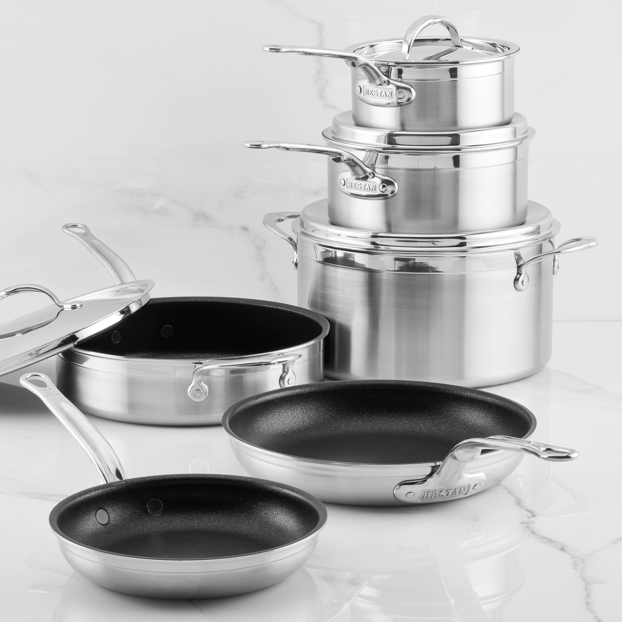 Hestan ProBond Professional Clad Stainless-Steel TITUM Nonstick 10-Piece Cookware Set