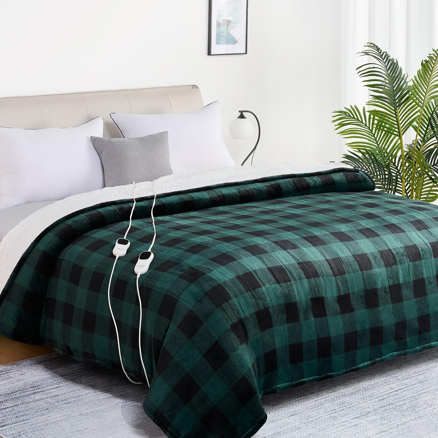 Homemate Electric Blanket Heated Throw - 50“x60“ Ultra Soft Cozy Flannel Heating Blanket with 10 Fast Heat Levels 8 Hours Auto Off Over-Heated Protection ETL Certification Keep Warm in Home Office