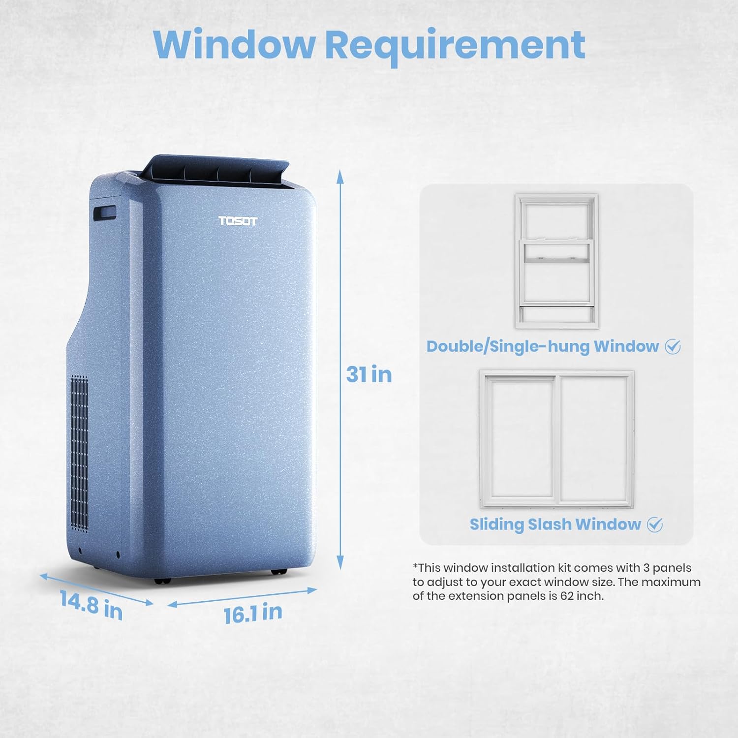 TOSOT 14,000BTU (9,600 BTU SACC) Smart WiFi Portable Air Conditioner with Heater, Powerful Cooling Auto Swing, Dehumidifier, Fan, 24H Timer for Large Room Up to 600 sq ft, AOMI Series