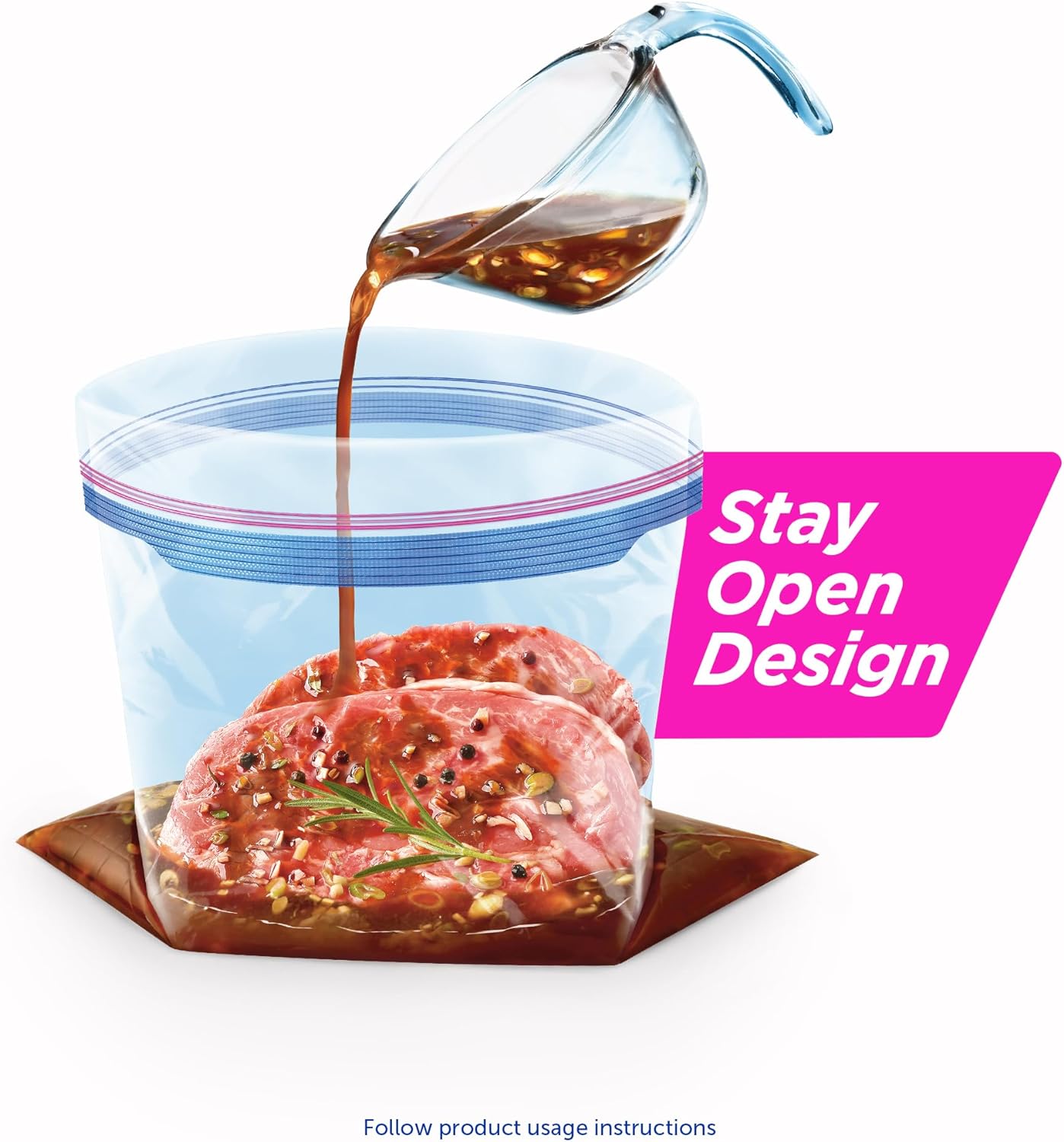 Ziploc Gallon Food Storage Freezer Bags, Stay Open Design with Stand-Up Bottom, Easy to Fill, 60 Count