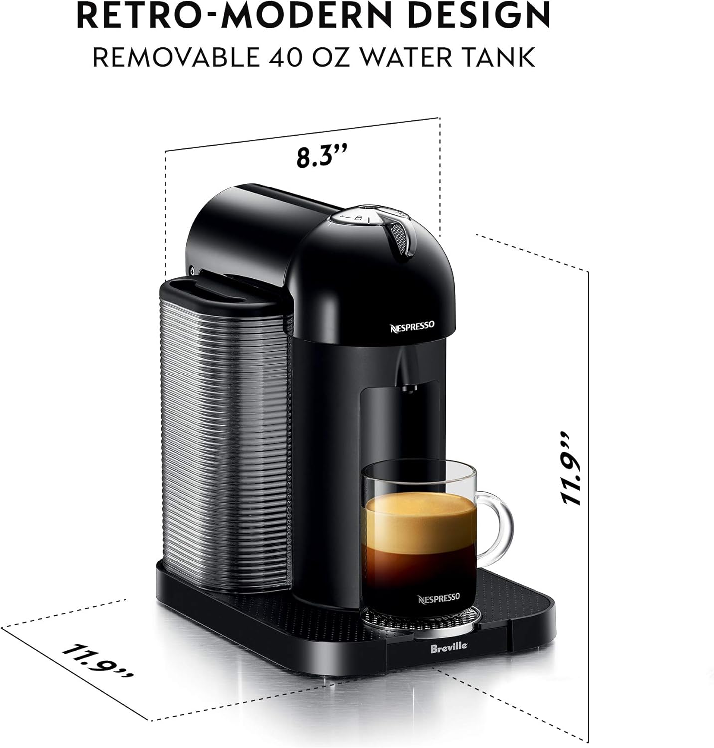Nespresso Vertuo Coffee and Espresso Maker by Breville, Chrome