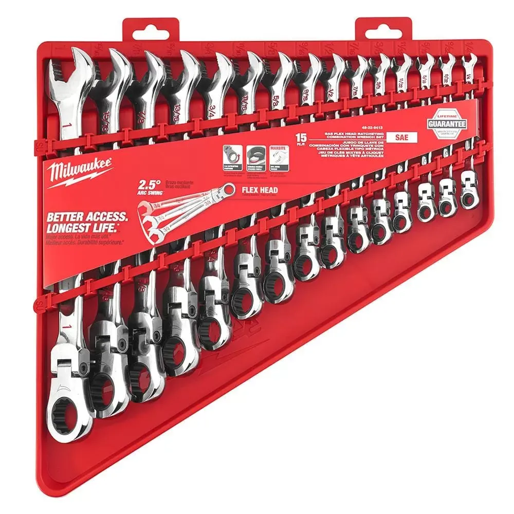 144-Position Flex-Head Ratcheting Combination Wrench Set SAE and METRIC (30-Piece)